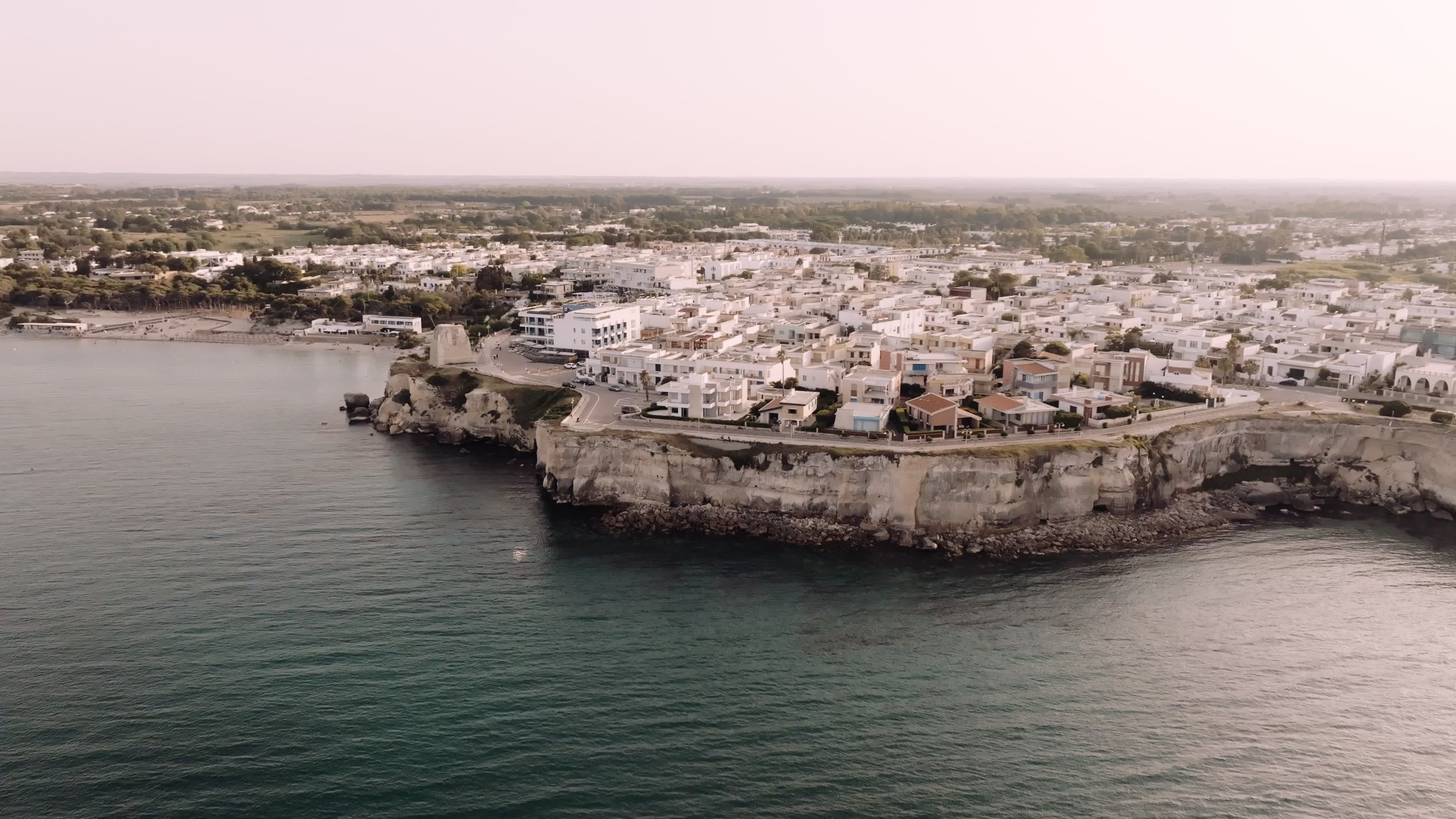 Aerial View Of Torre dell'Orso At Sunset