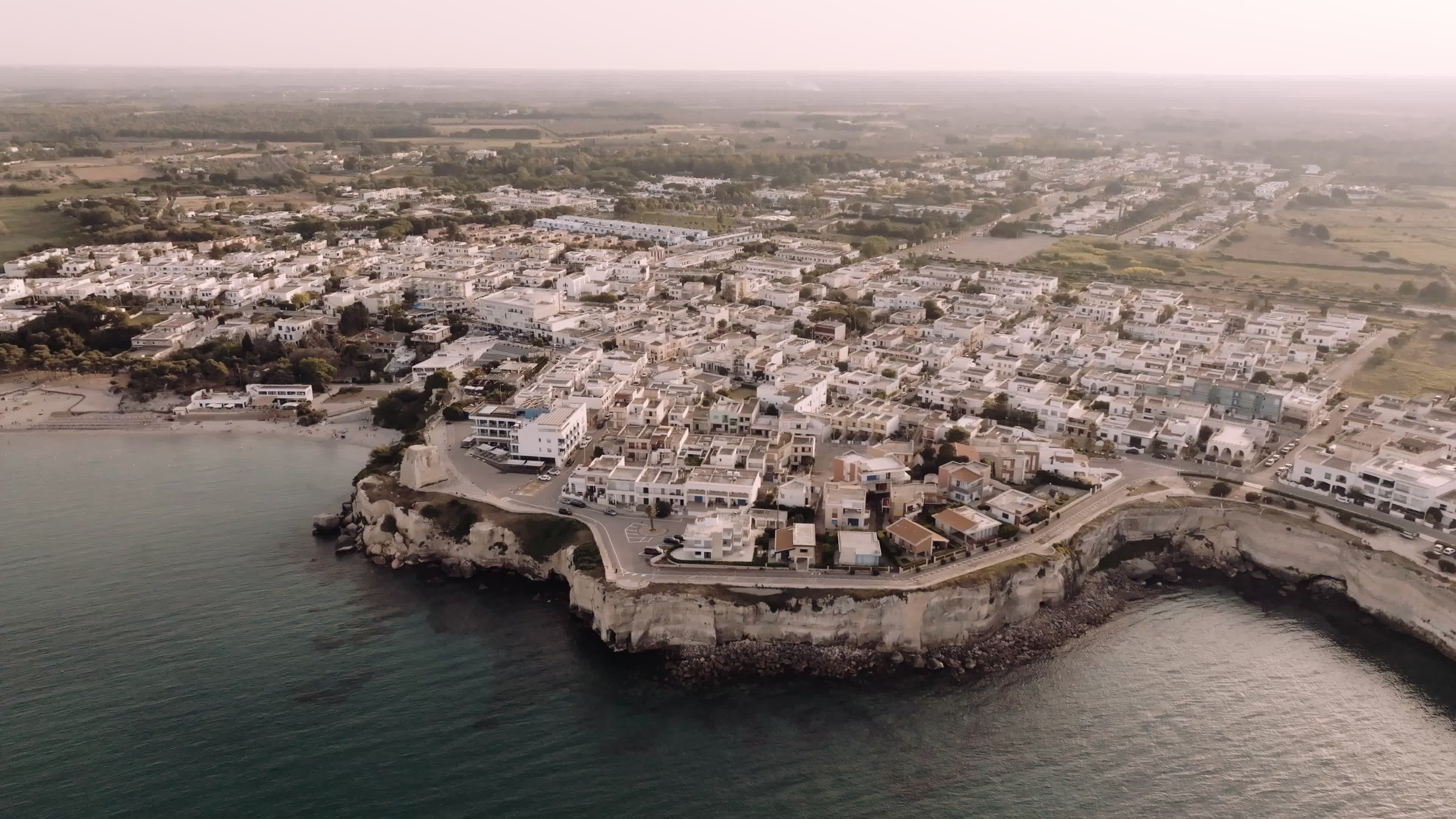 Aerial View Of Torre dell'Orso At Sunset