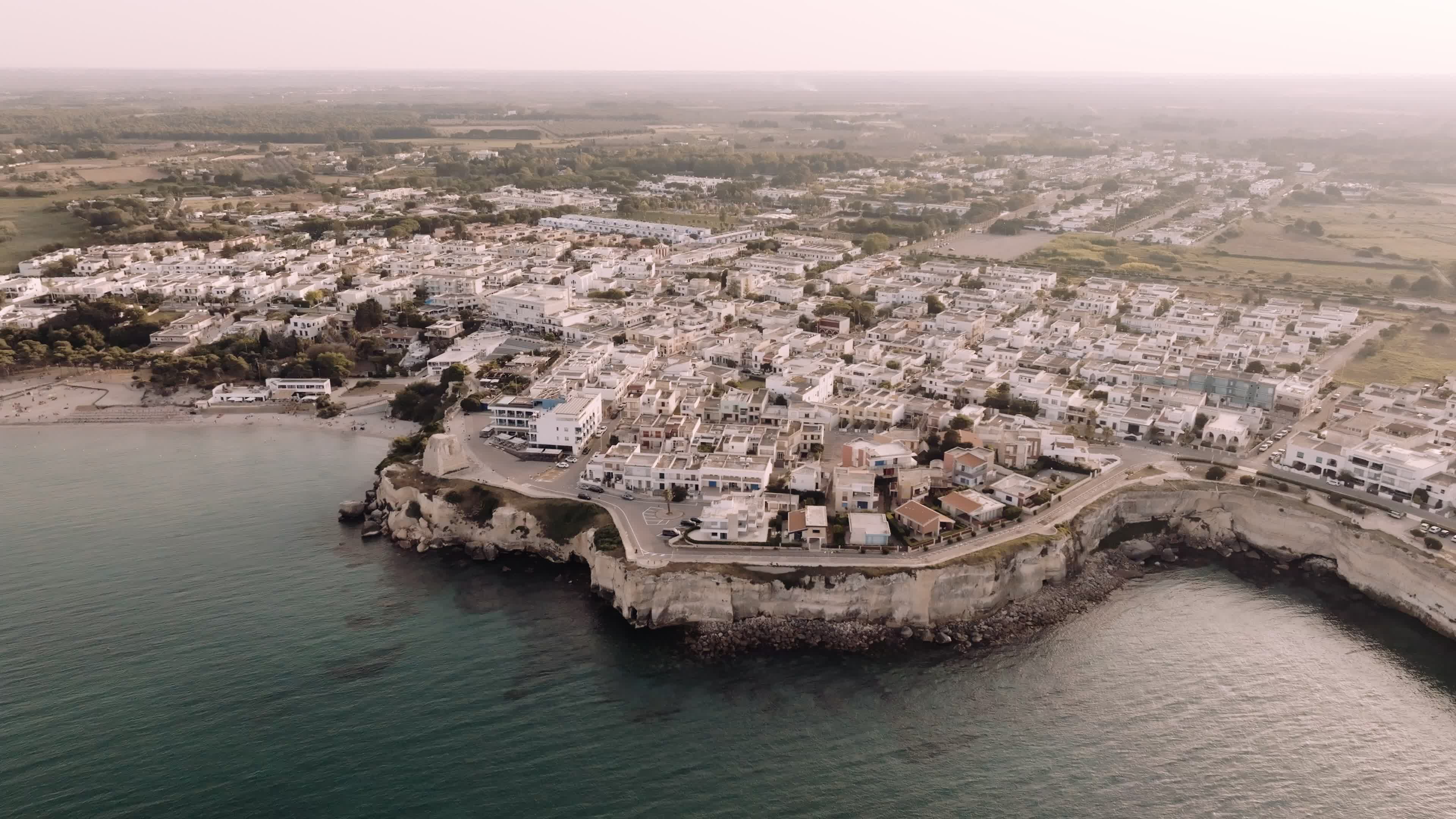 Aerial View Of Torre dell'Orso At Sunset