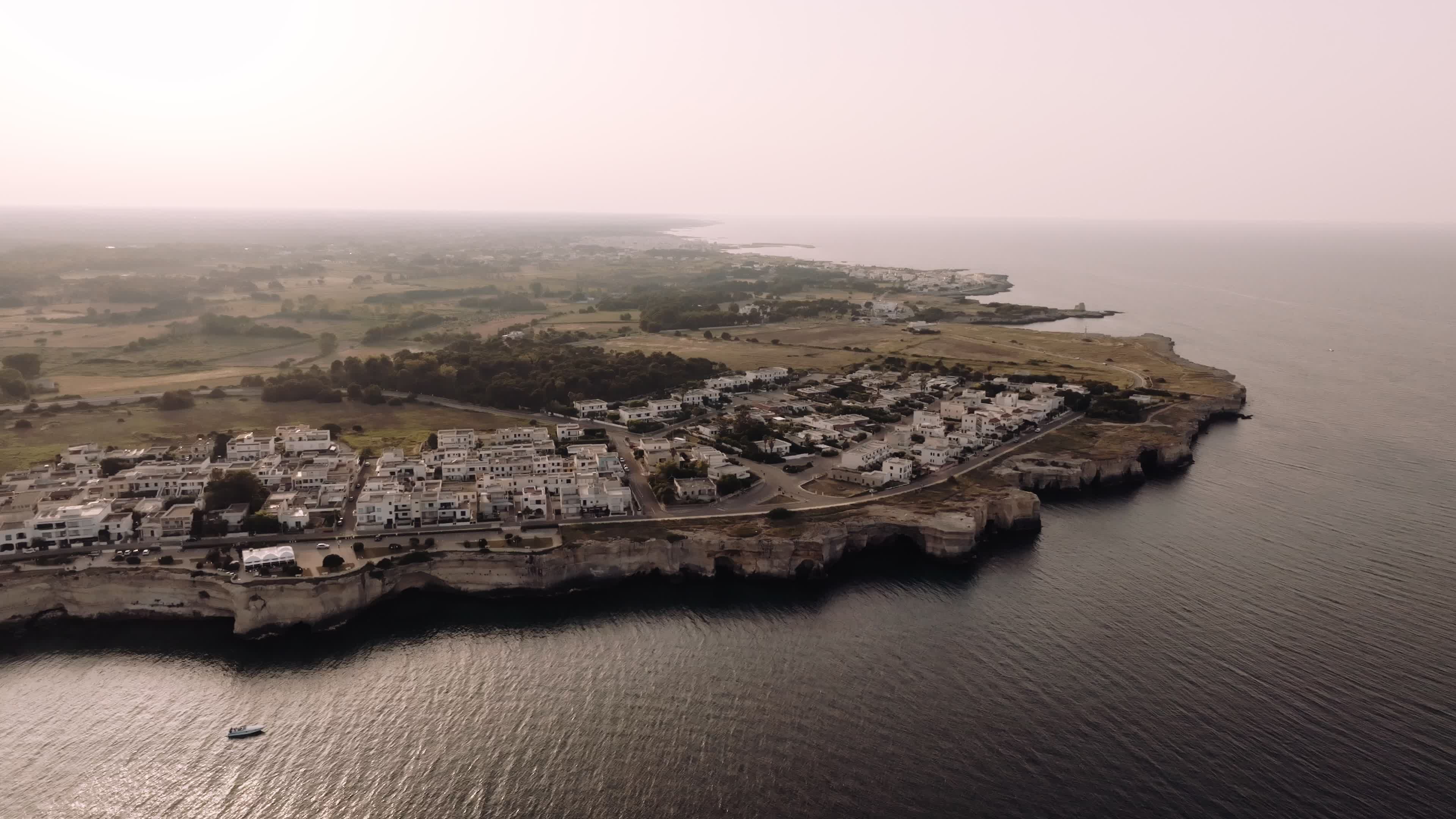 Aerial View Of Torre dell'Orso At Sunset