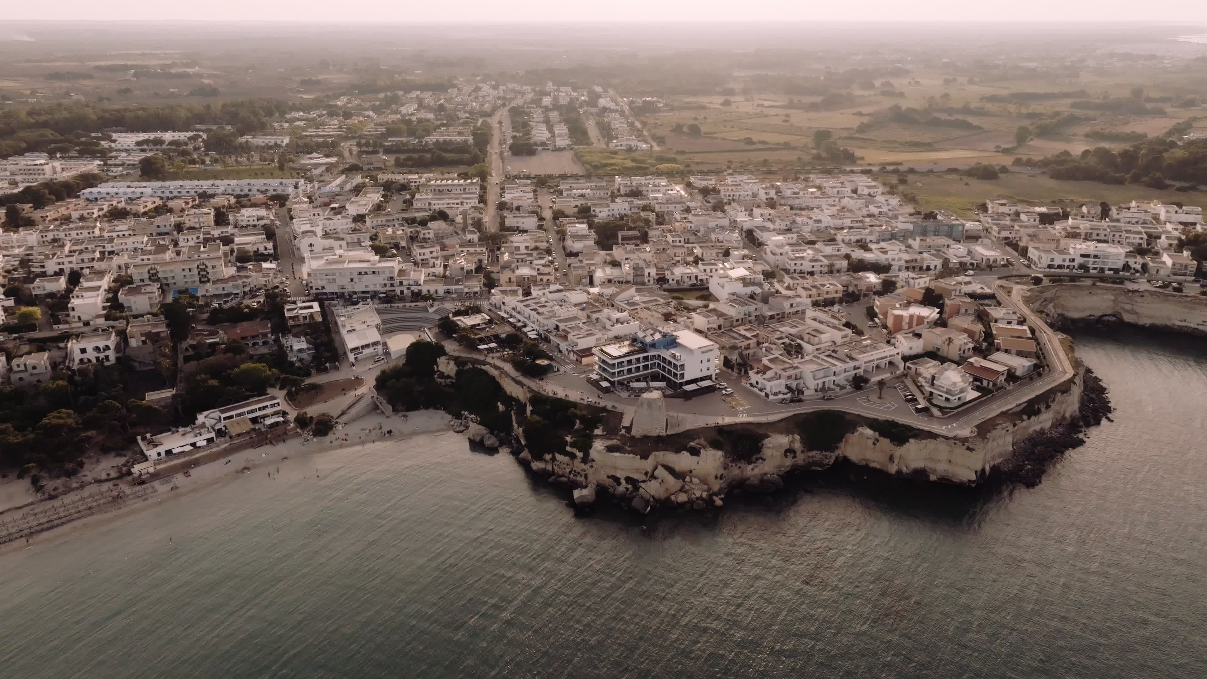 Aerial View Of Torre dell'Orso At Sunset