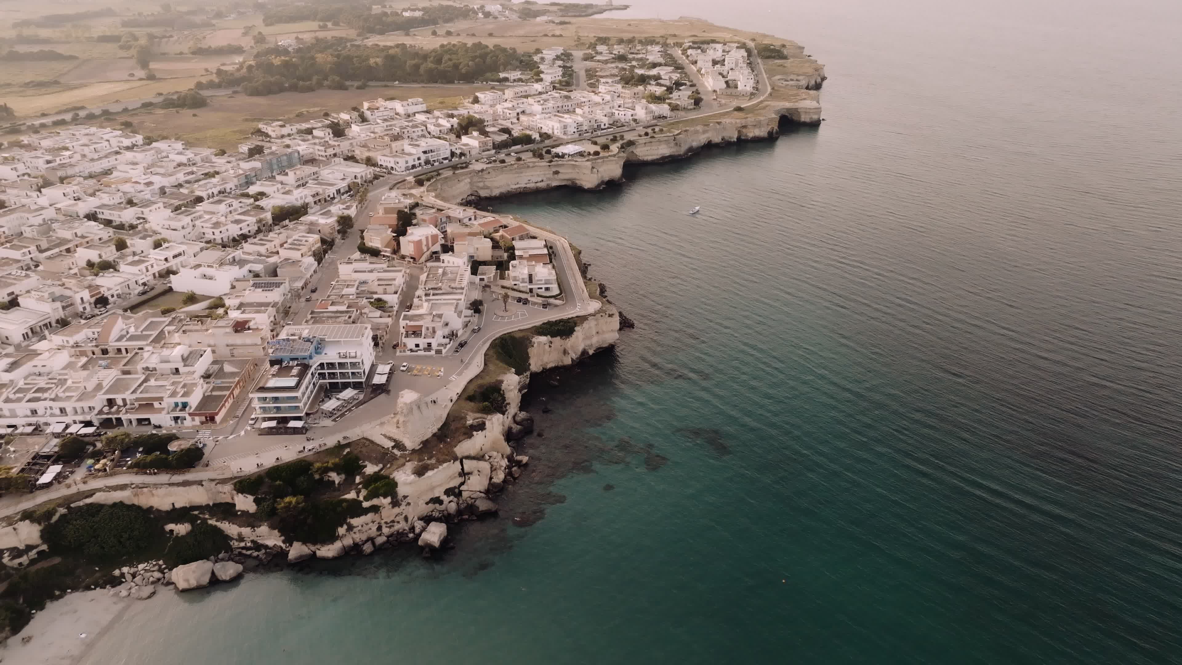 Aerial View Of Torre dell'Orso At Sunset