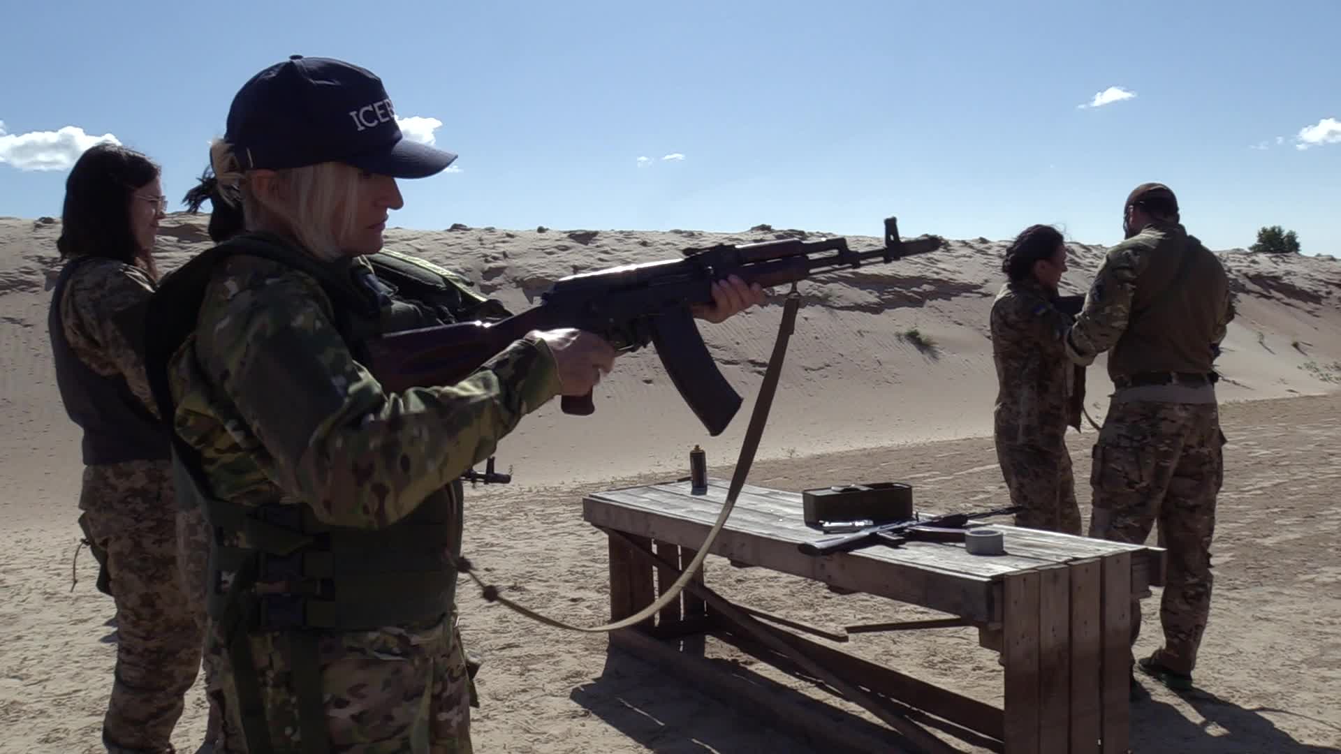 A training session and test of new military uniforms designed for women outside of Kyiv, amid Russia's invasion of Ukraine.