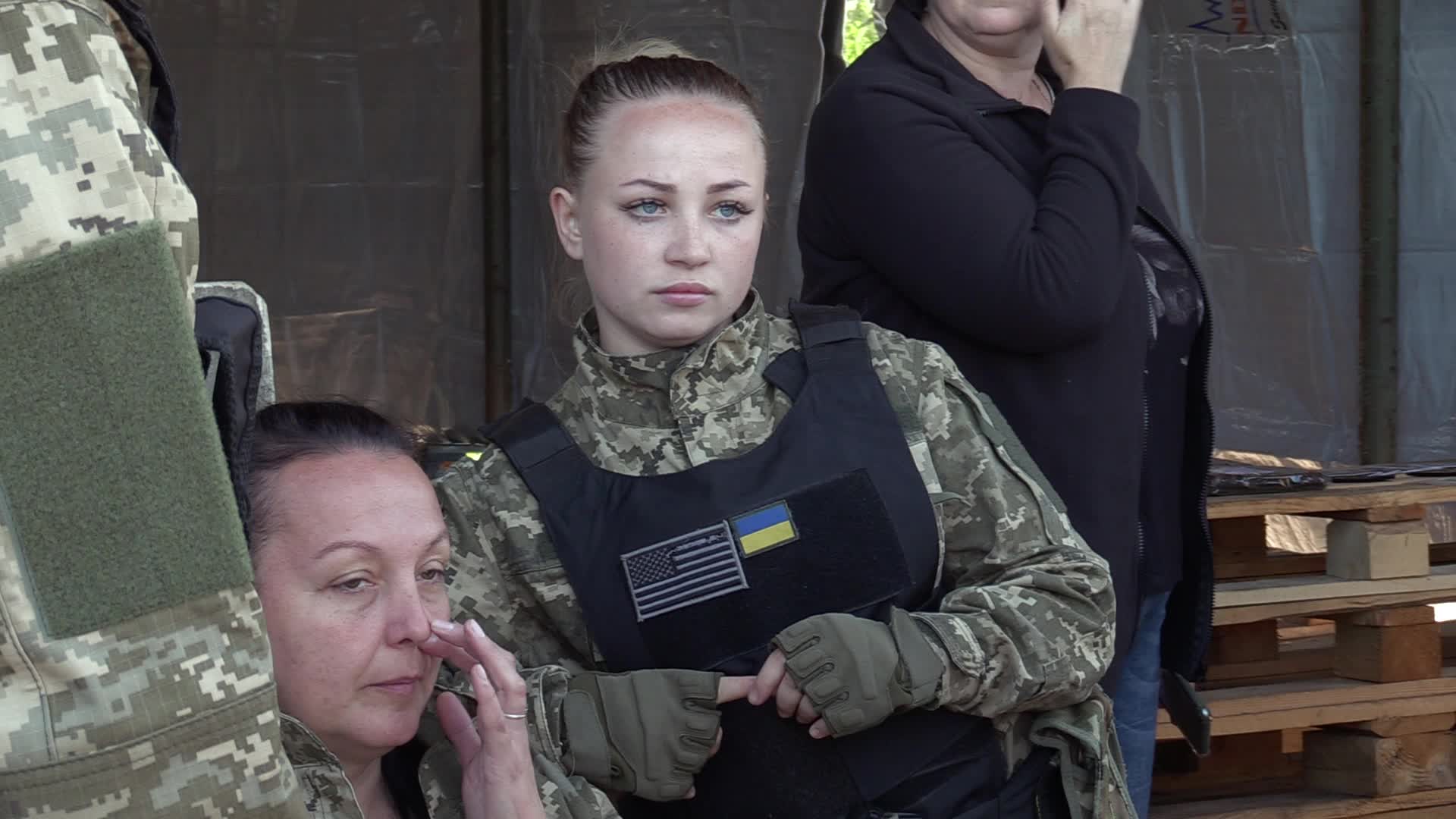 A training session and test of new military uniforms designed for women outside of Kyiv, amid Russia's invasion of Ukraine.
