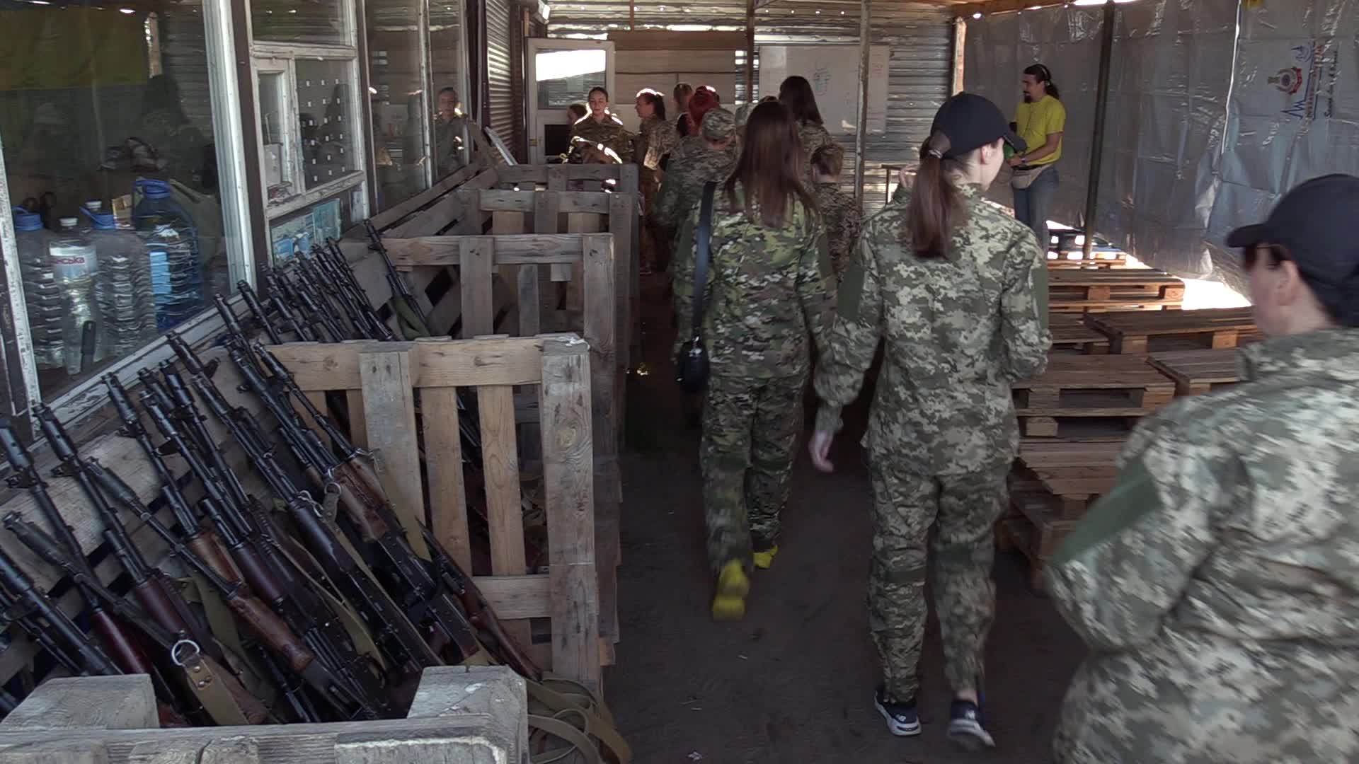 A training session and test of new military uniforms designed for women outside of Kyiv, amid Russia's invasion of Ukraine.