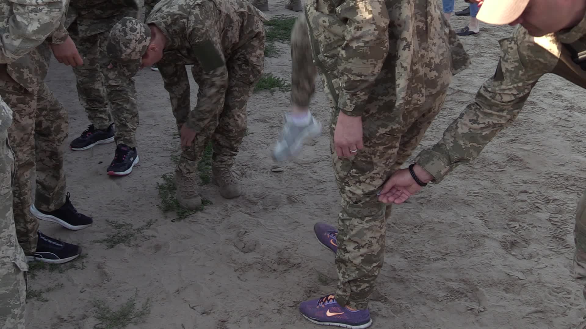 A training session and test of new military uniforms designed for women outside of Kyiv, amid Russia's invasion of Ukraine.
