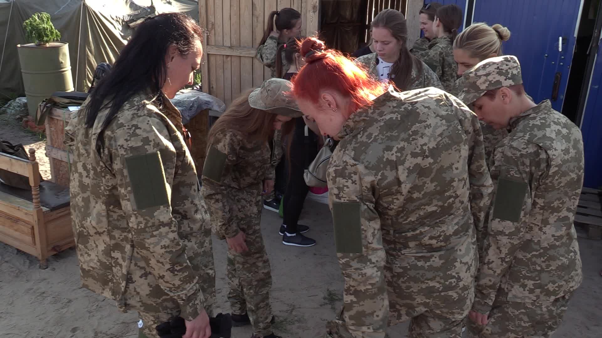 A training session and test of new military uniforms designed for women outside of Kyiv, amid Russia's invasion of Ukraine.