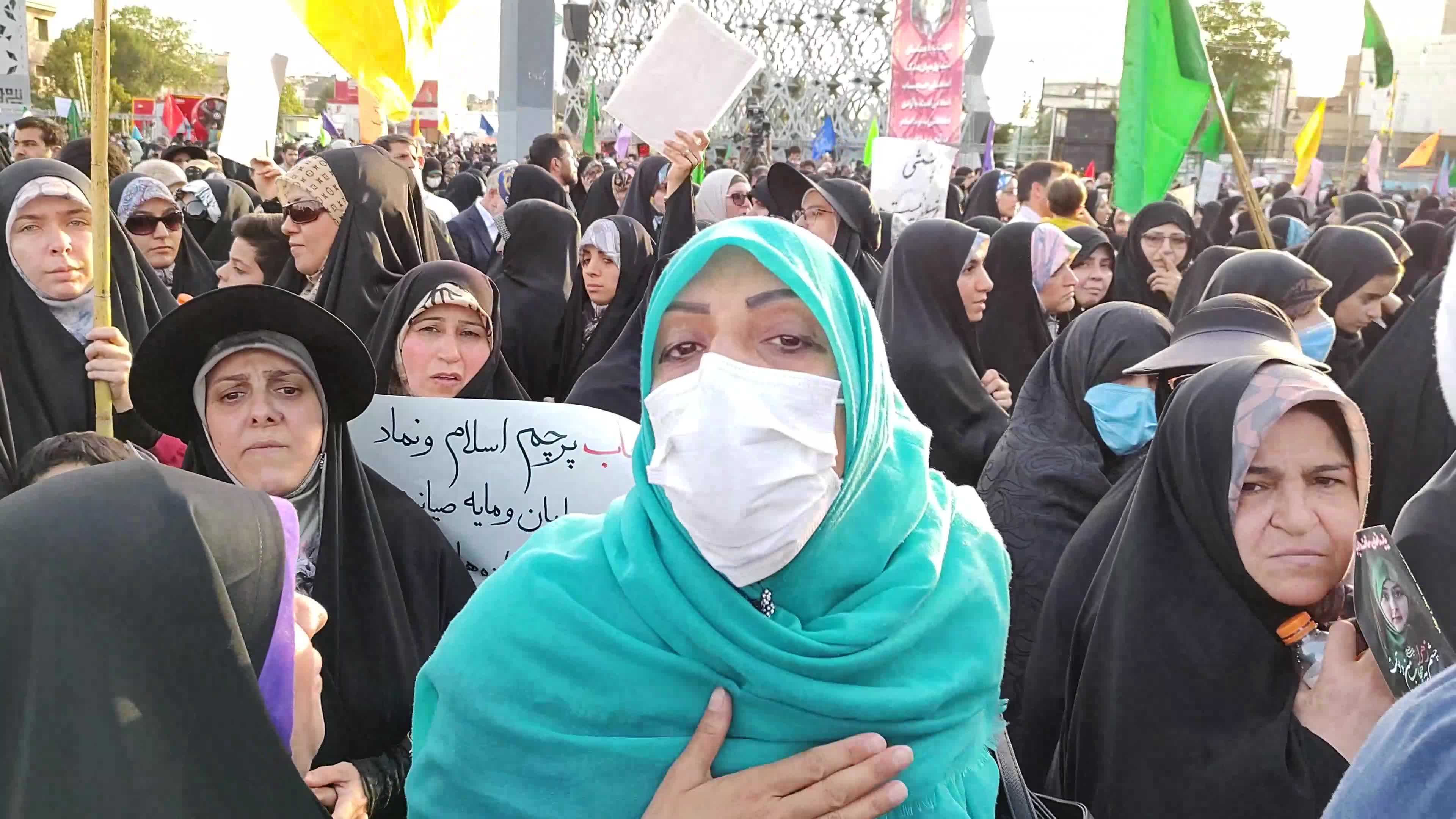Iran, A rally to show the anger towards women who do not wear the mandatory Hijab.