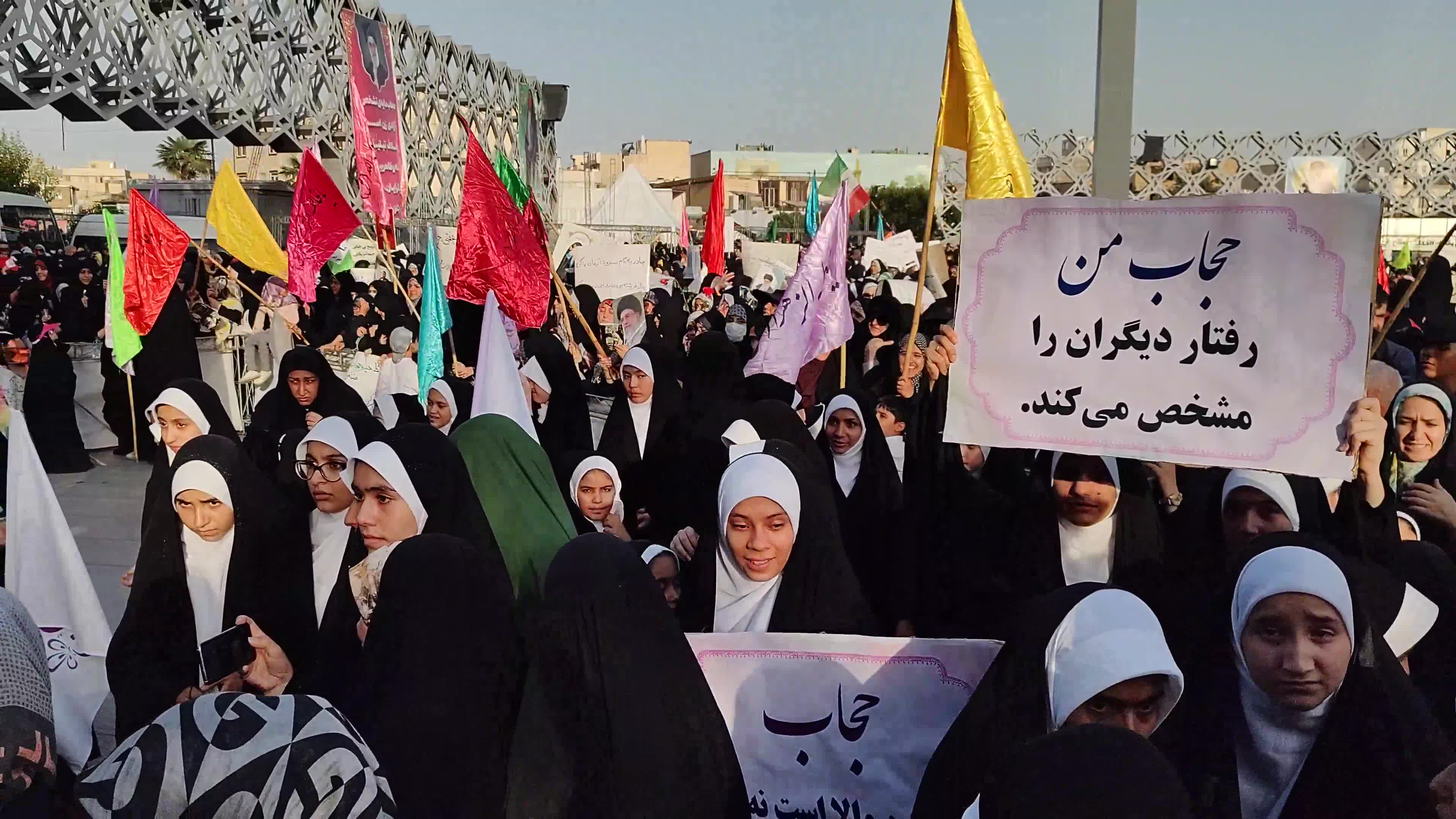 Iran, A rally to show the anger towards women who do not wear the mandatory Hijab.
