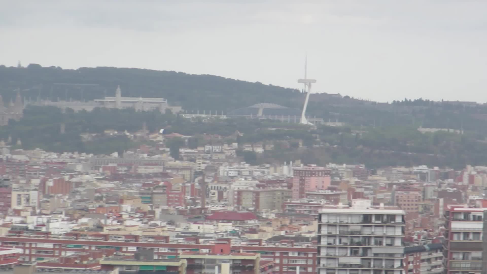 Works at the Spotify Camp Nou and view of the Lluis Companys stadium