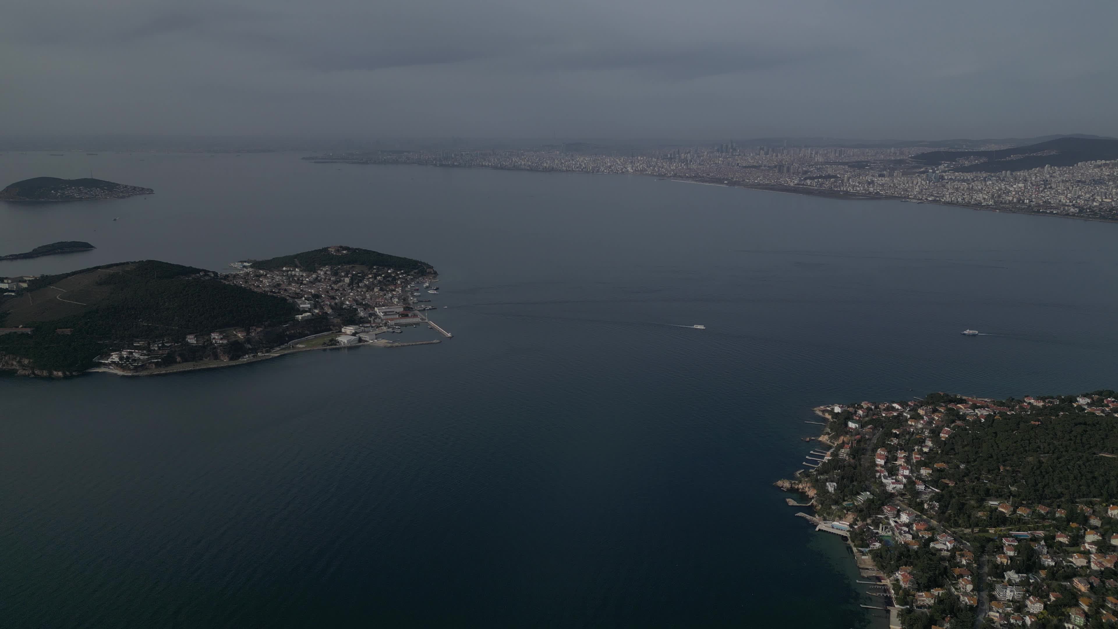 Drone shot of the Bosphorus Strait 