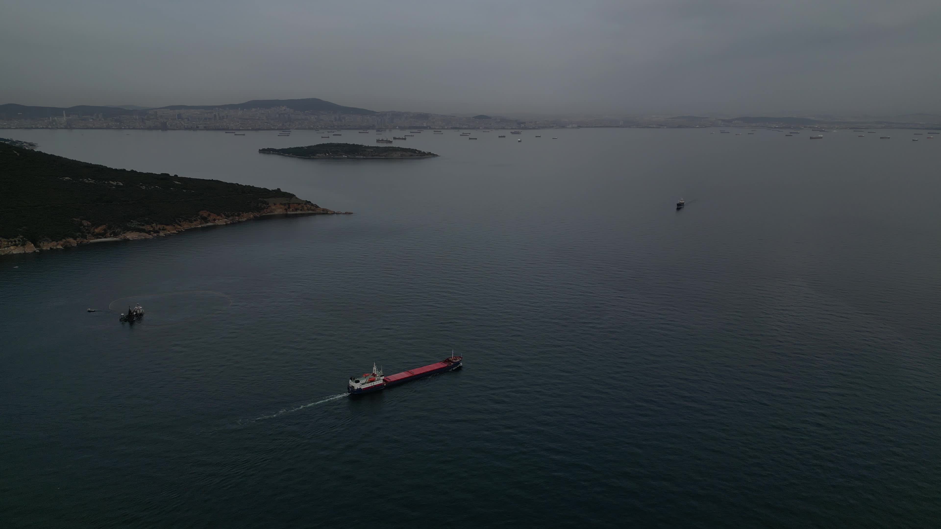 Drone shot of the Bosphorus Strait 