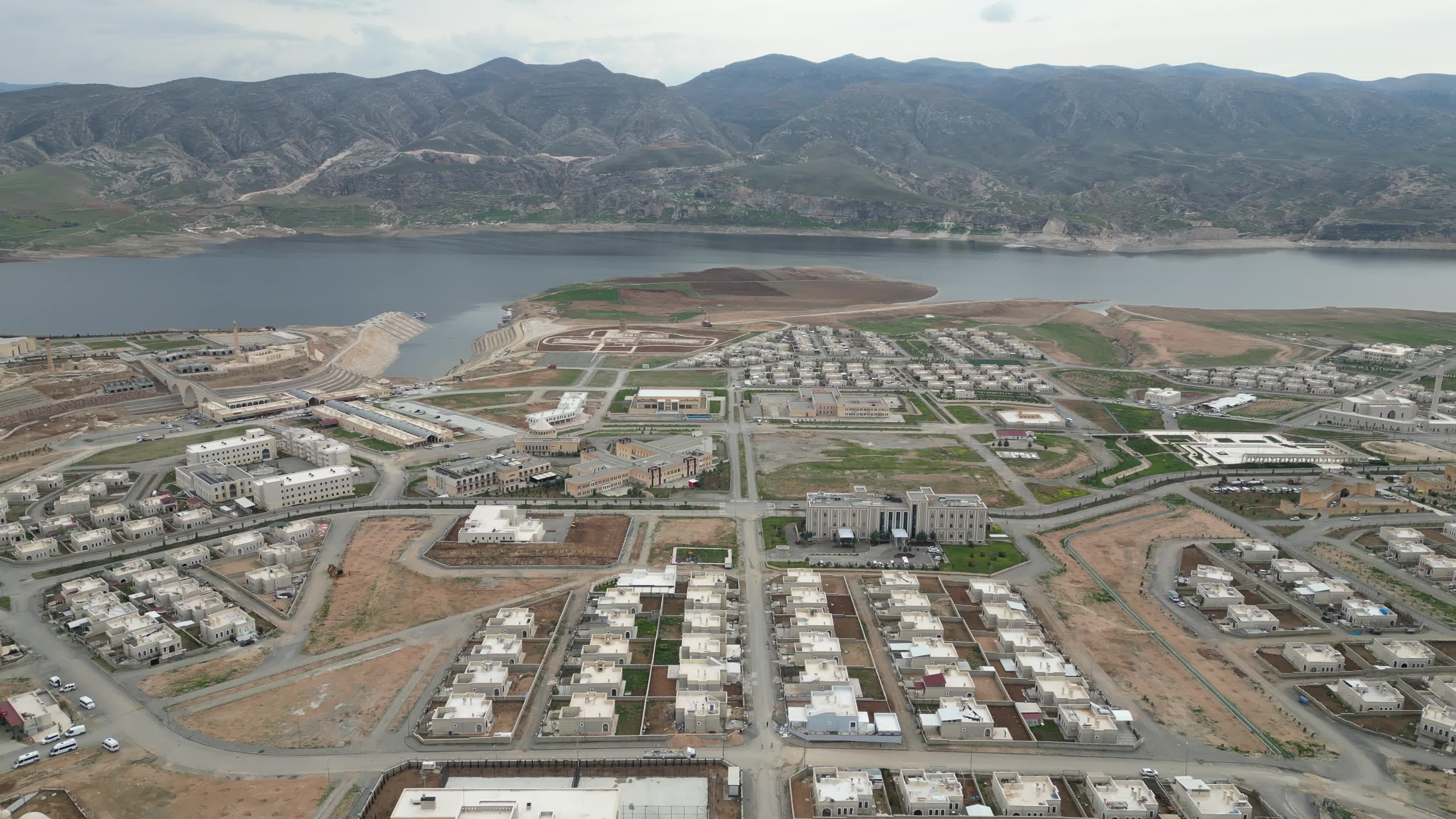 Drone video of New Asankeyf City in Anatolia, Turkey