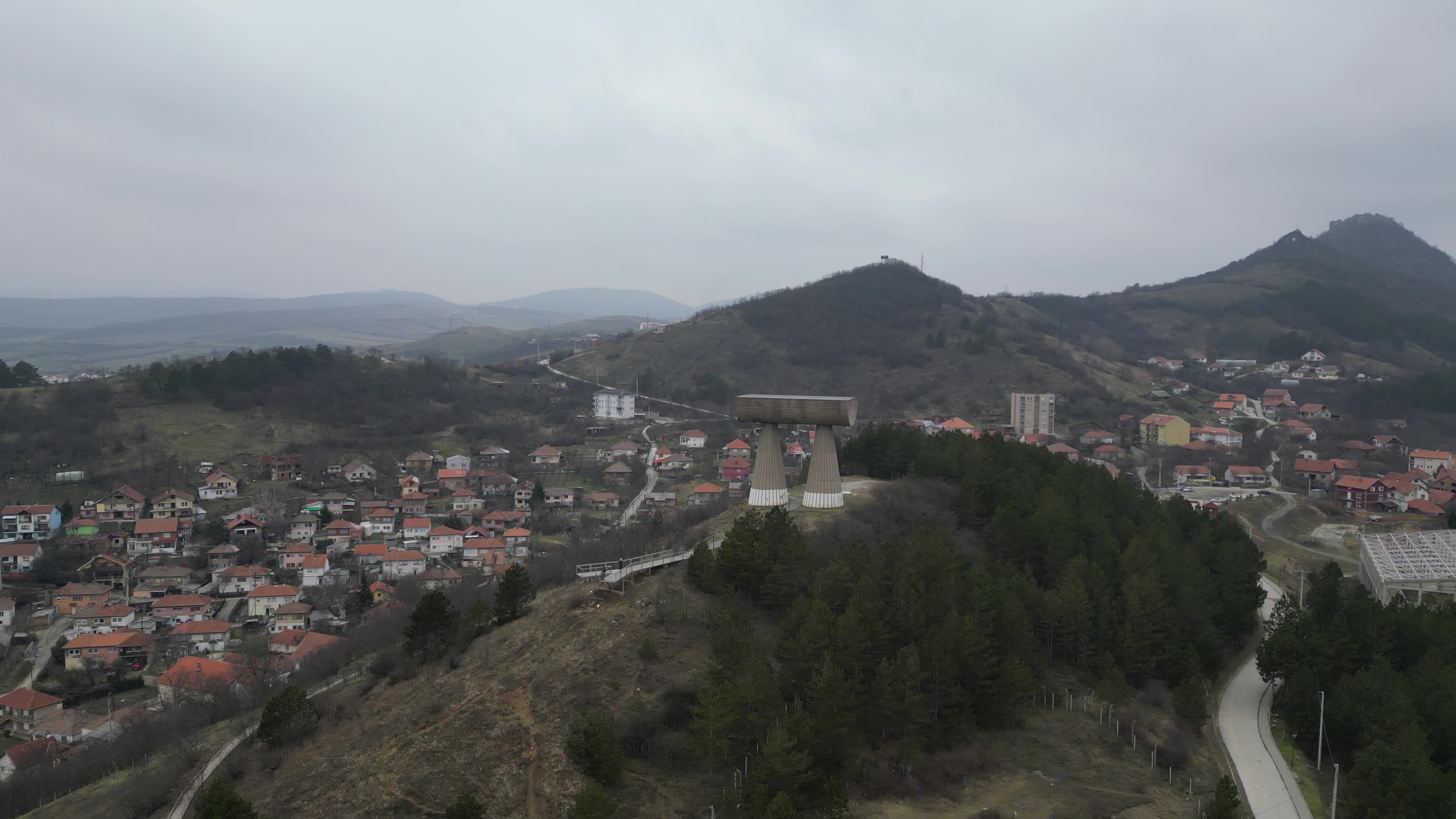 Drone videos of the Miners monument in Mitrovica