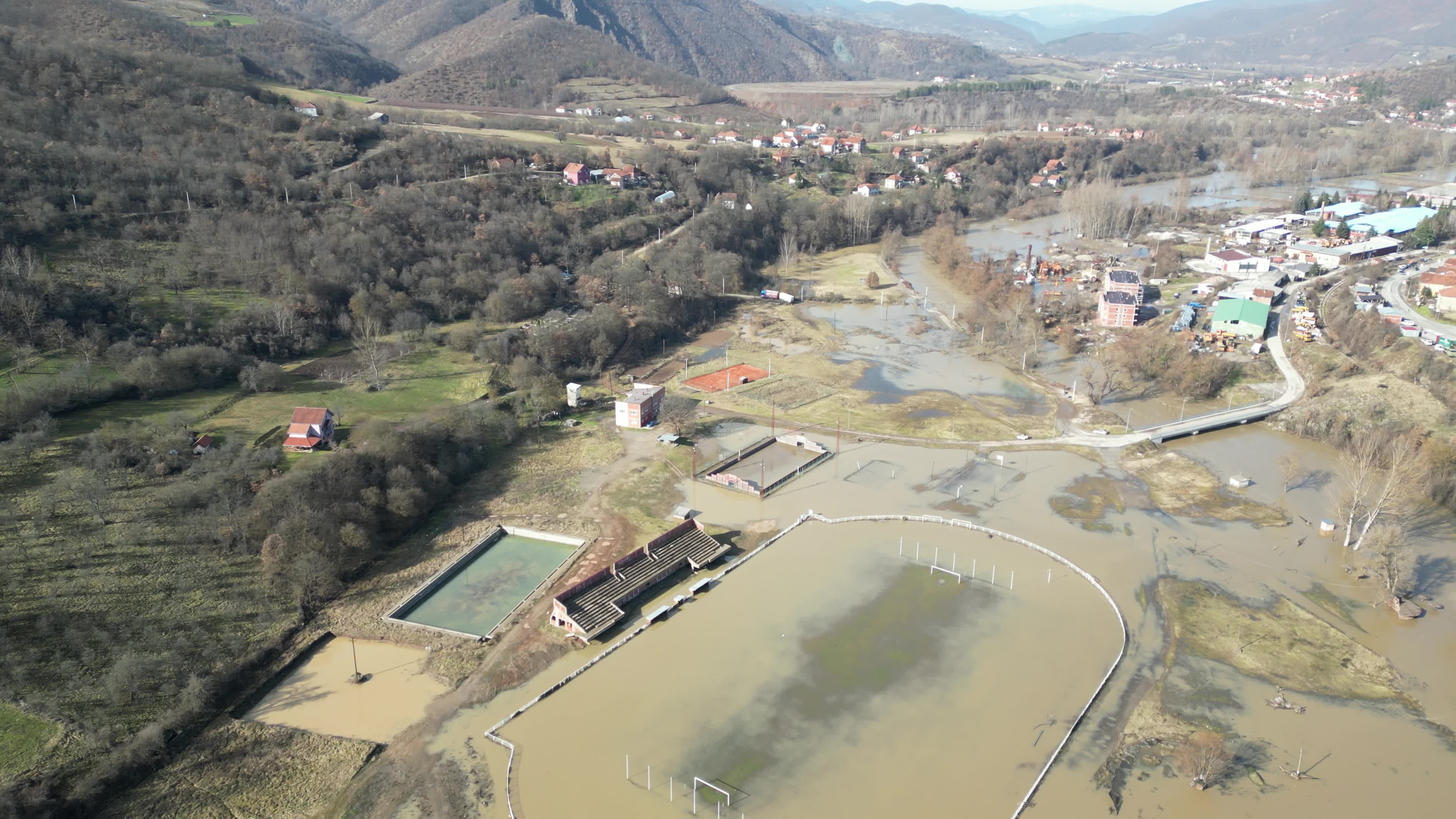 Archival footage of flooding in northern Kosovo