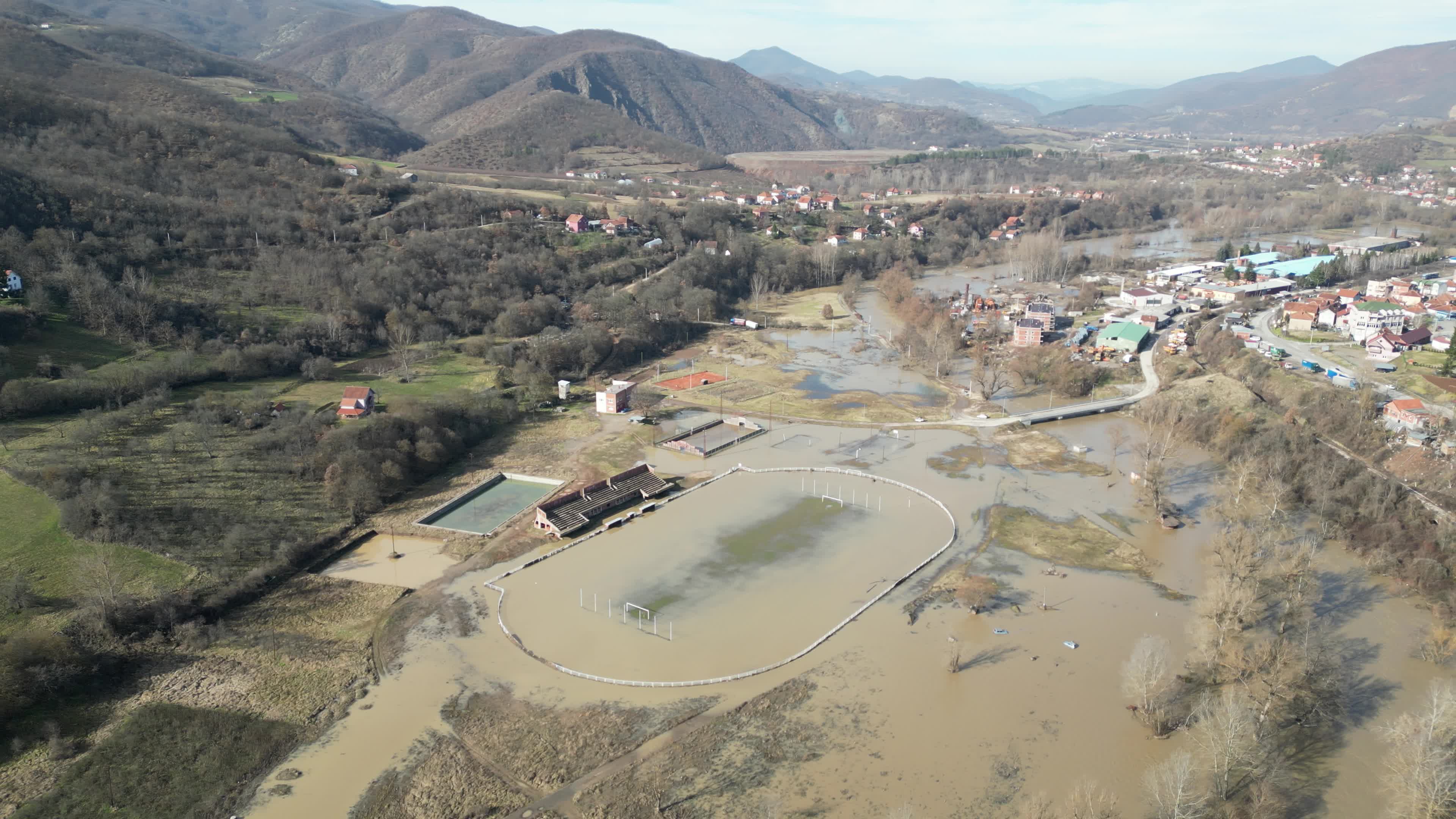 Archival footage of flooding in northern Kosovo