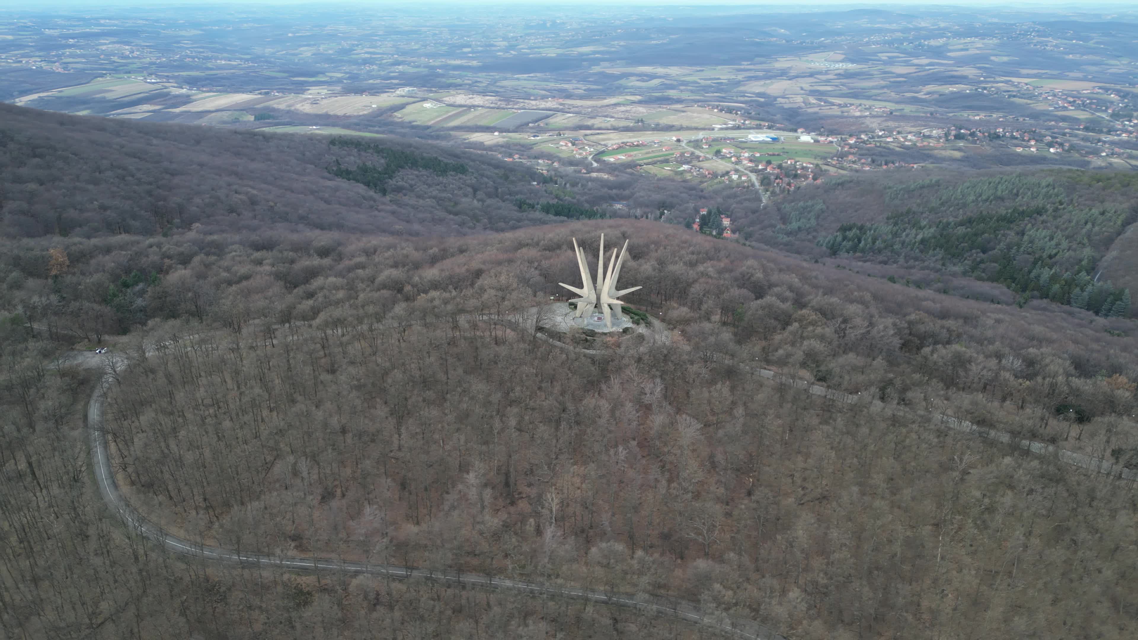 Drone video of the Kosmaj Monument Spomenik