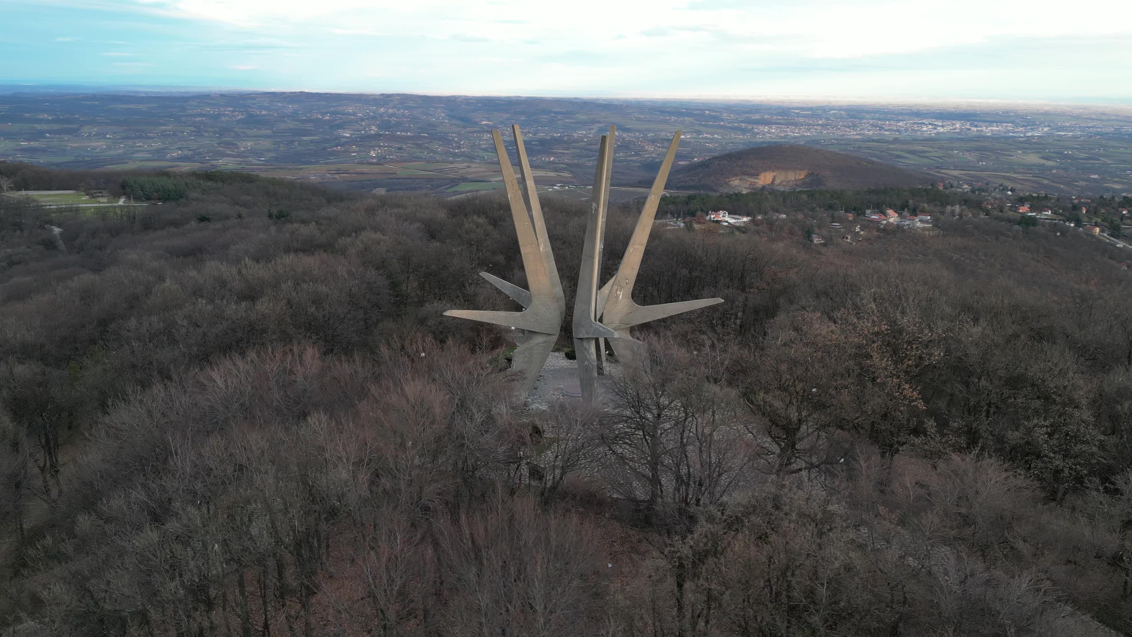Drone video of the Kosmaj Monument Spomenik