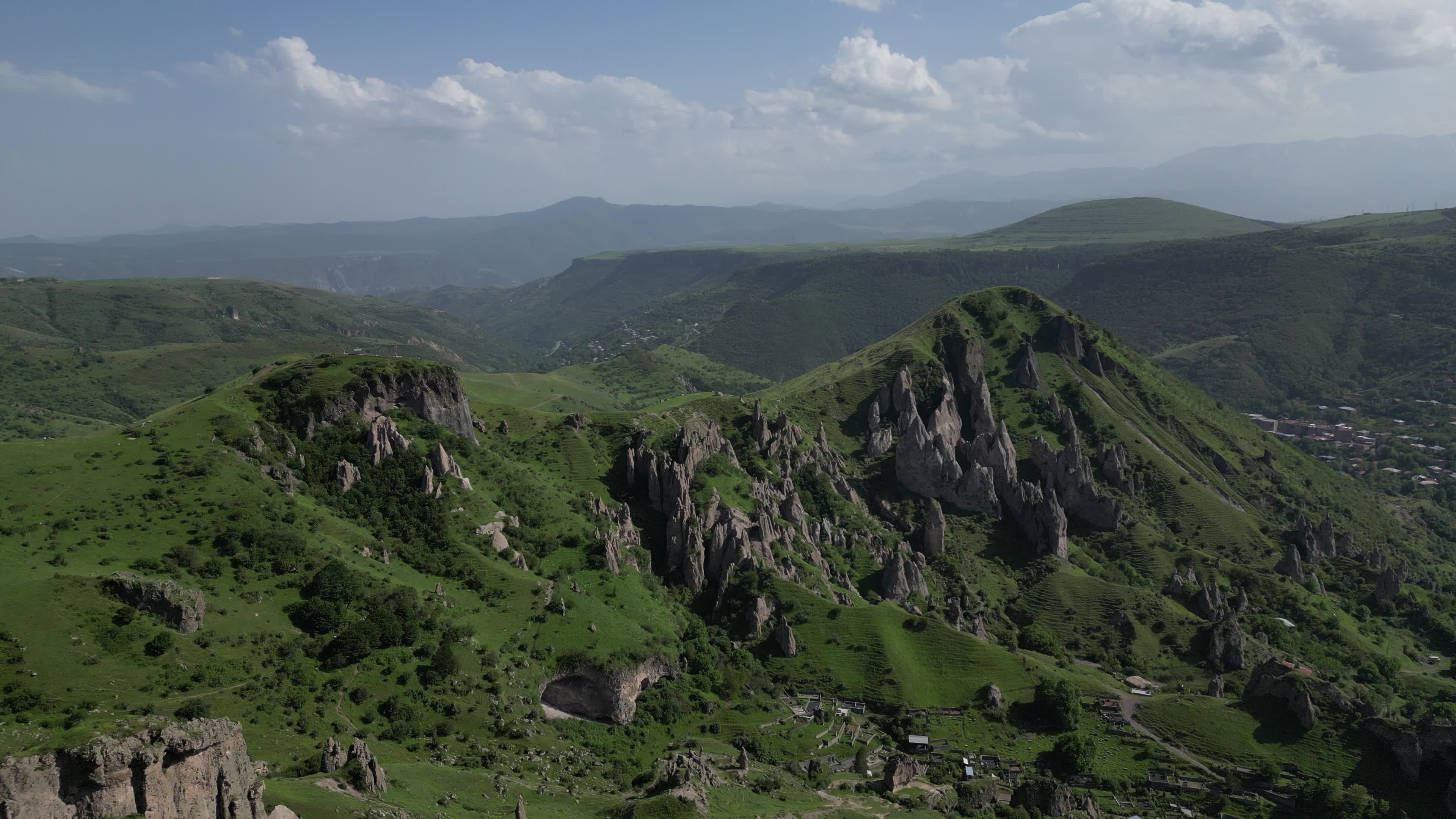 Drone video of Old Goris in Armenia