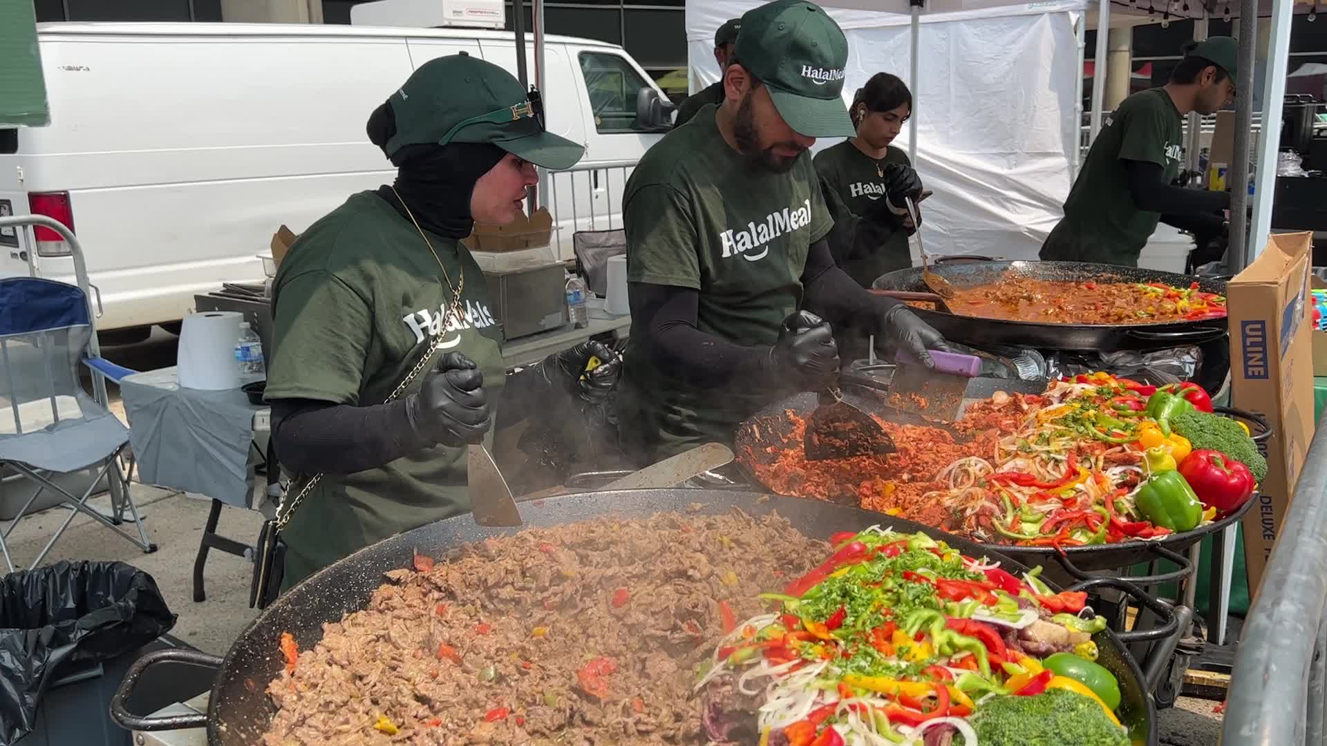 Halal food is prepared during the Taste of the Middle East Food Festival