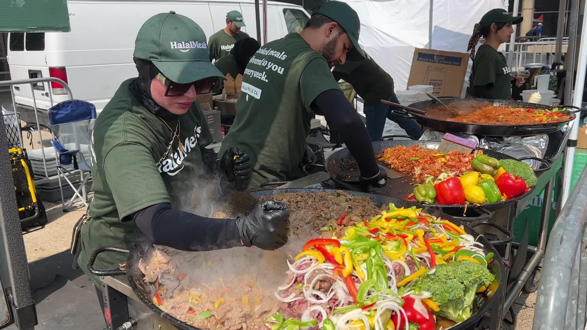 Halal food is prepared during the Taste of the Middle East Food Festival