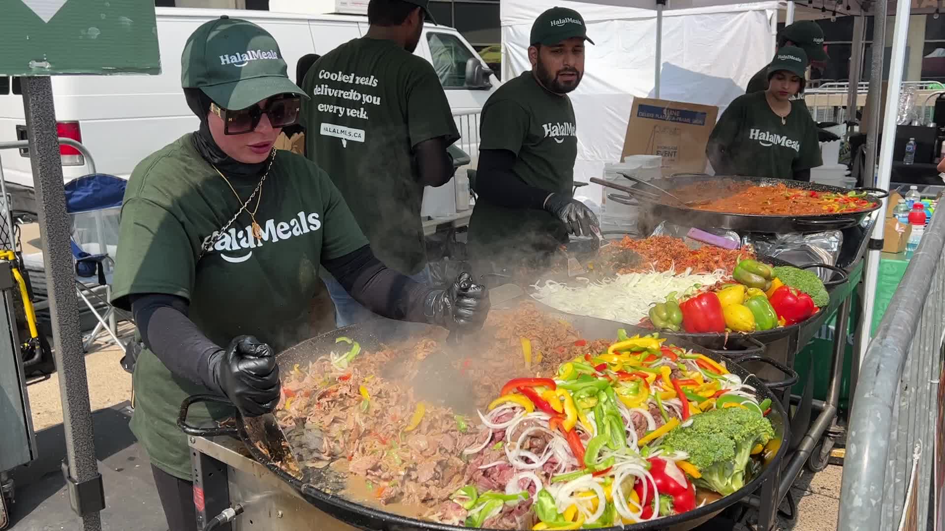 Halal food is prepared during the Taste of the Middle East Food Festival