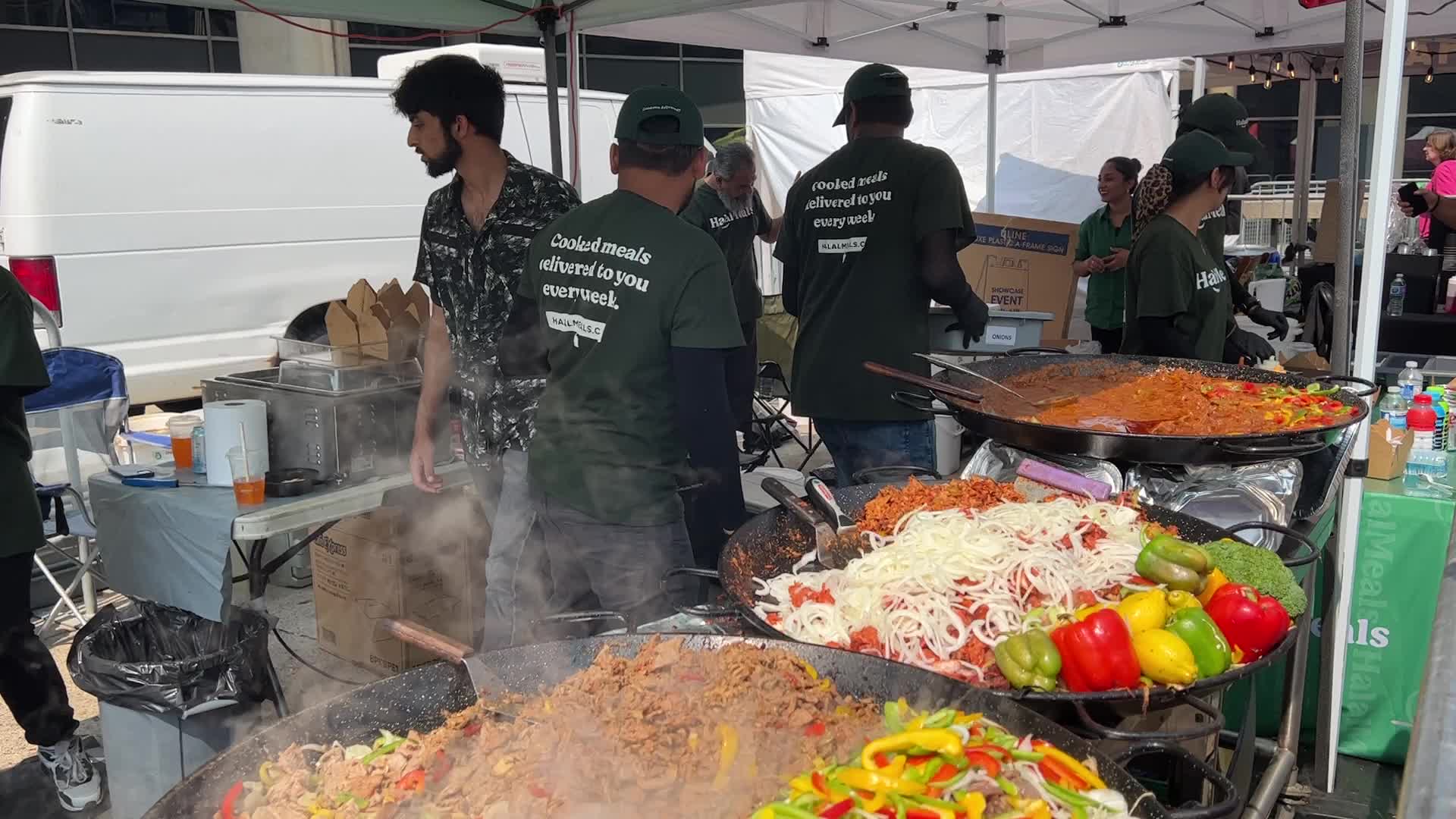 Halal food is prepared during the Taste of the Middle East Food Festival