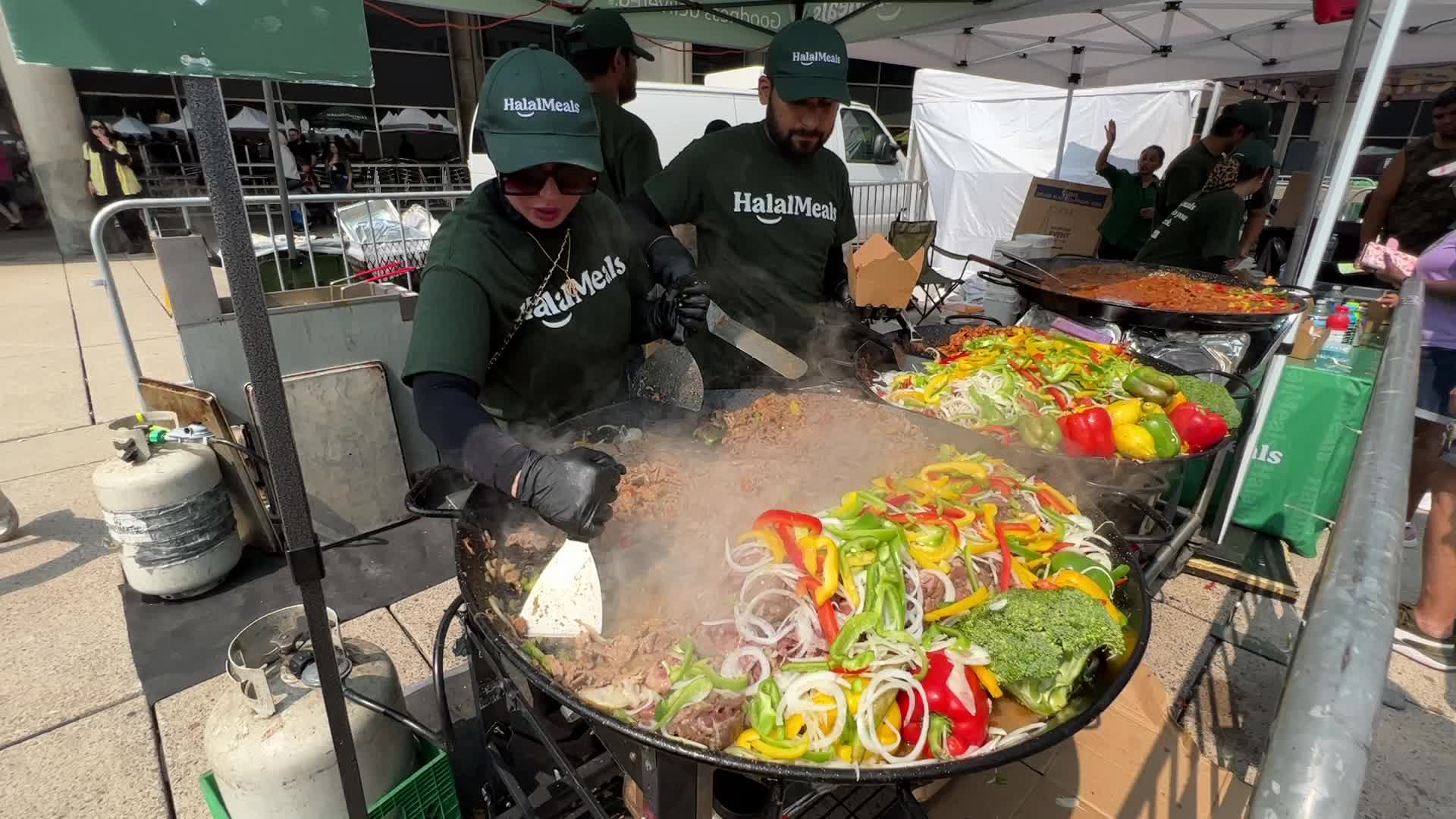 Halal food is prepared during the Taste of the Middle East Food Festival