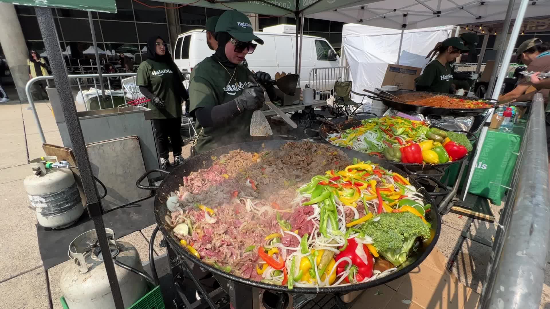 Halal food is prepared during the Taste of the Middle East Food Festival