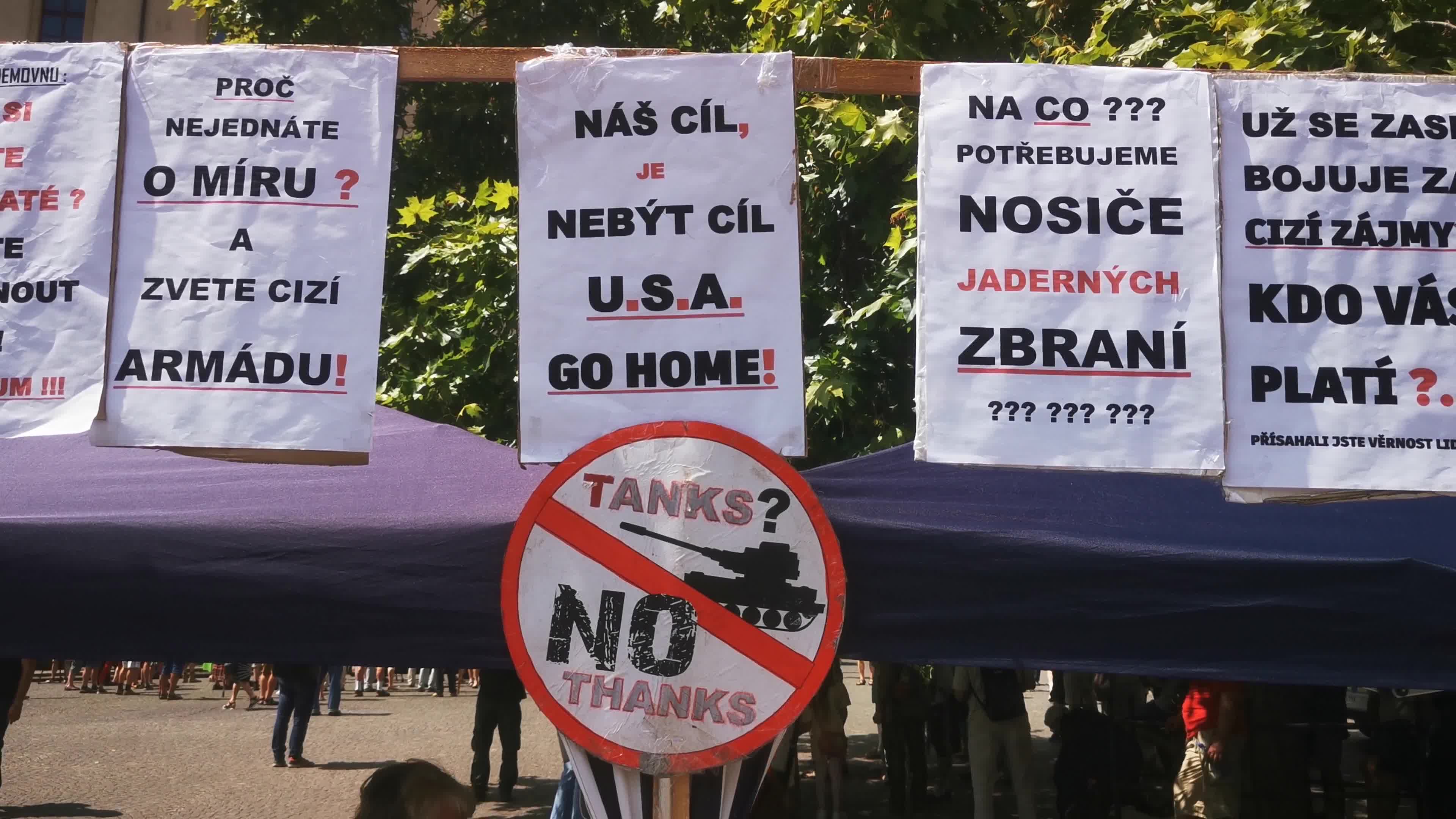 Far-right SPD party protest against the Czech US defense agreement and NATO in Prague