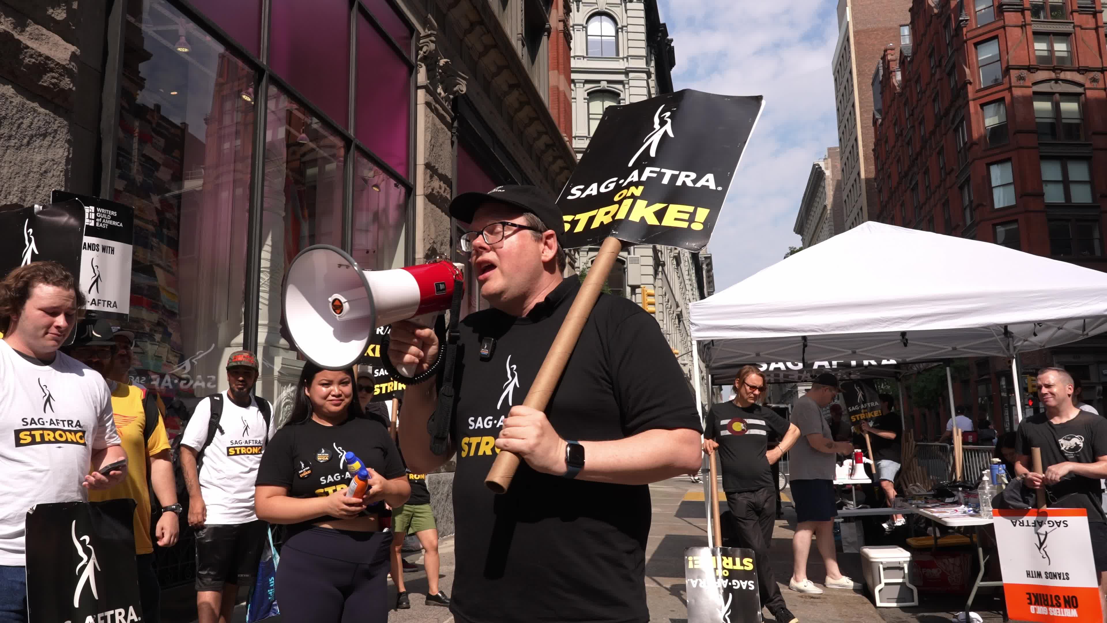 SAG-AFTRA Members Join The Picket Line In New York City