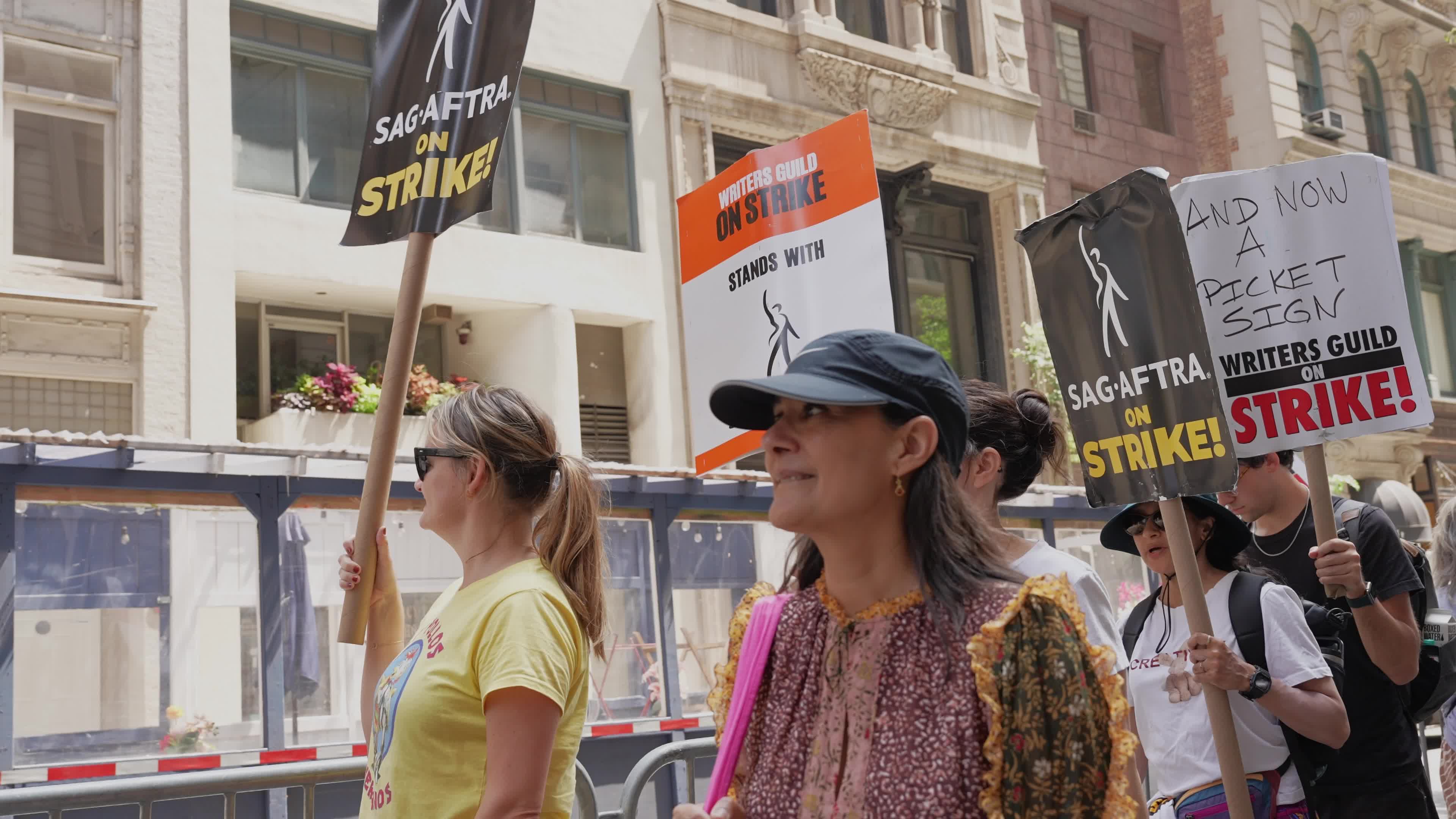 SAG-AFTRA Members Join The Picket Line In New York City