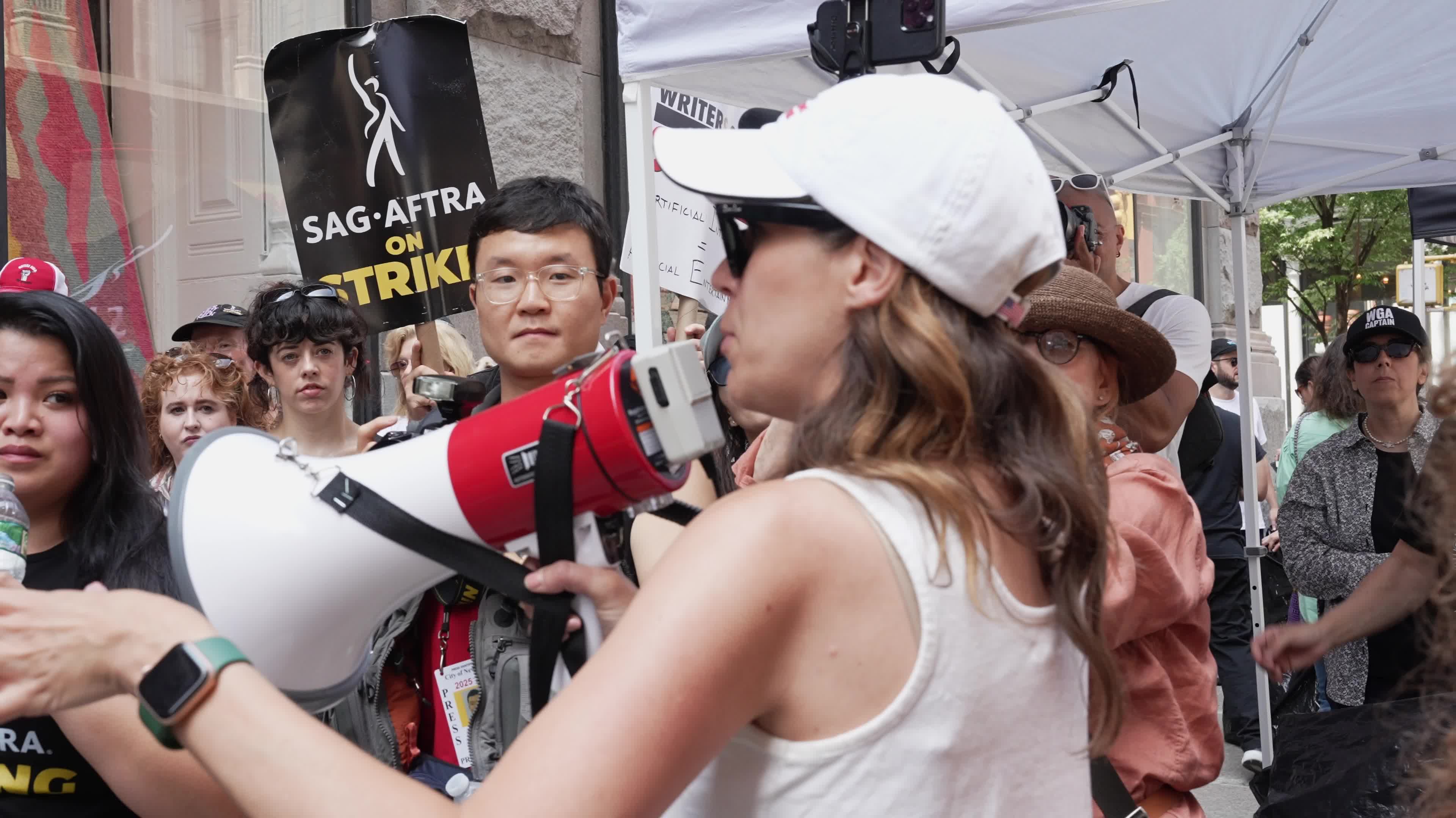SAG-AFTRA Members Join The Picket Line In New York City