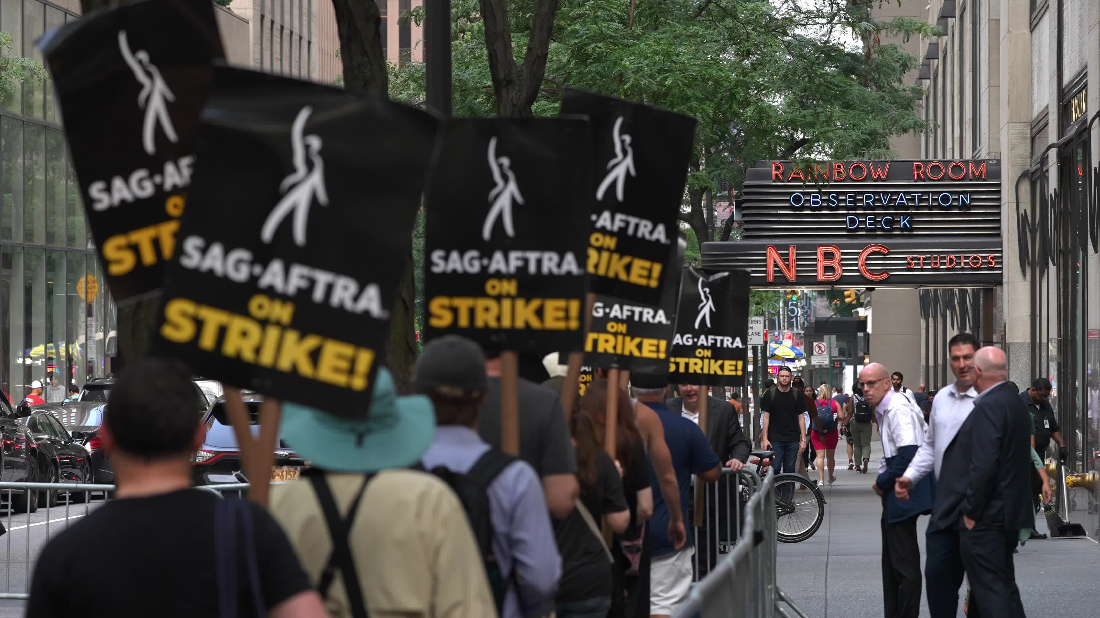 SAG-AFTRA Members Join The Picket Line In New York City