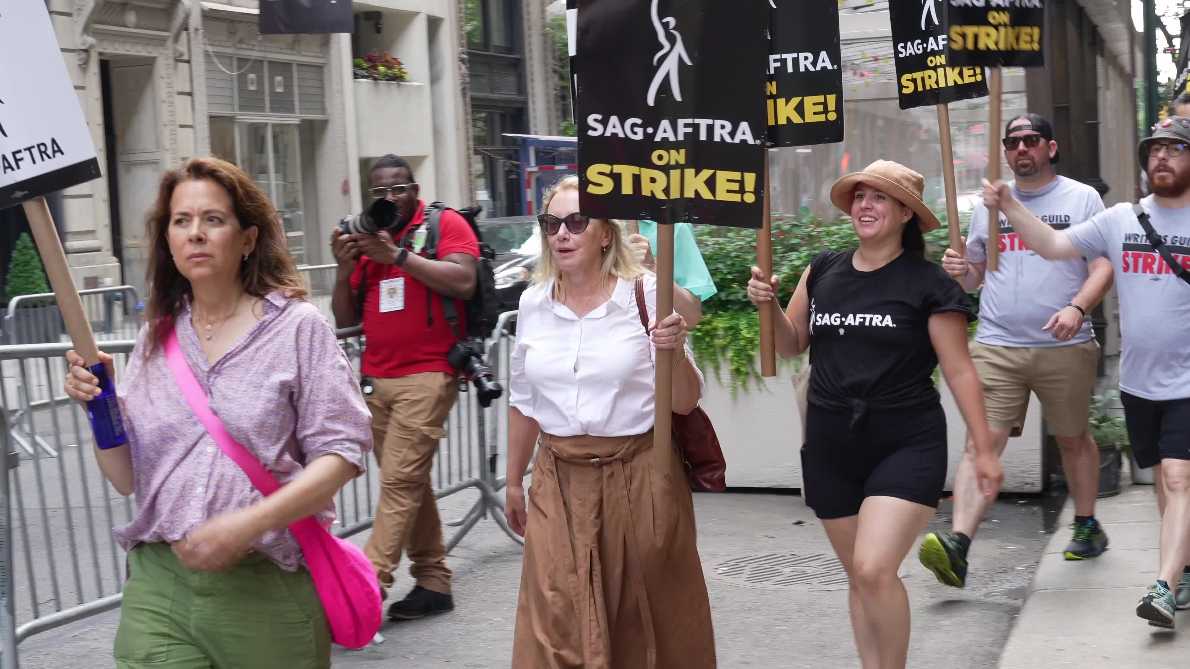 SAG-AFTRA Members Join The Picket Line In New York City