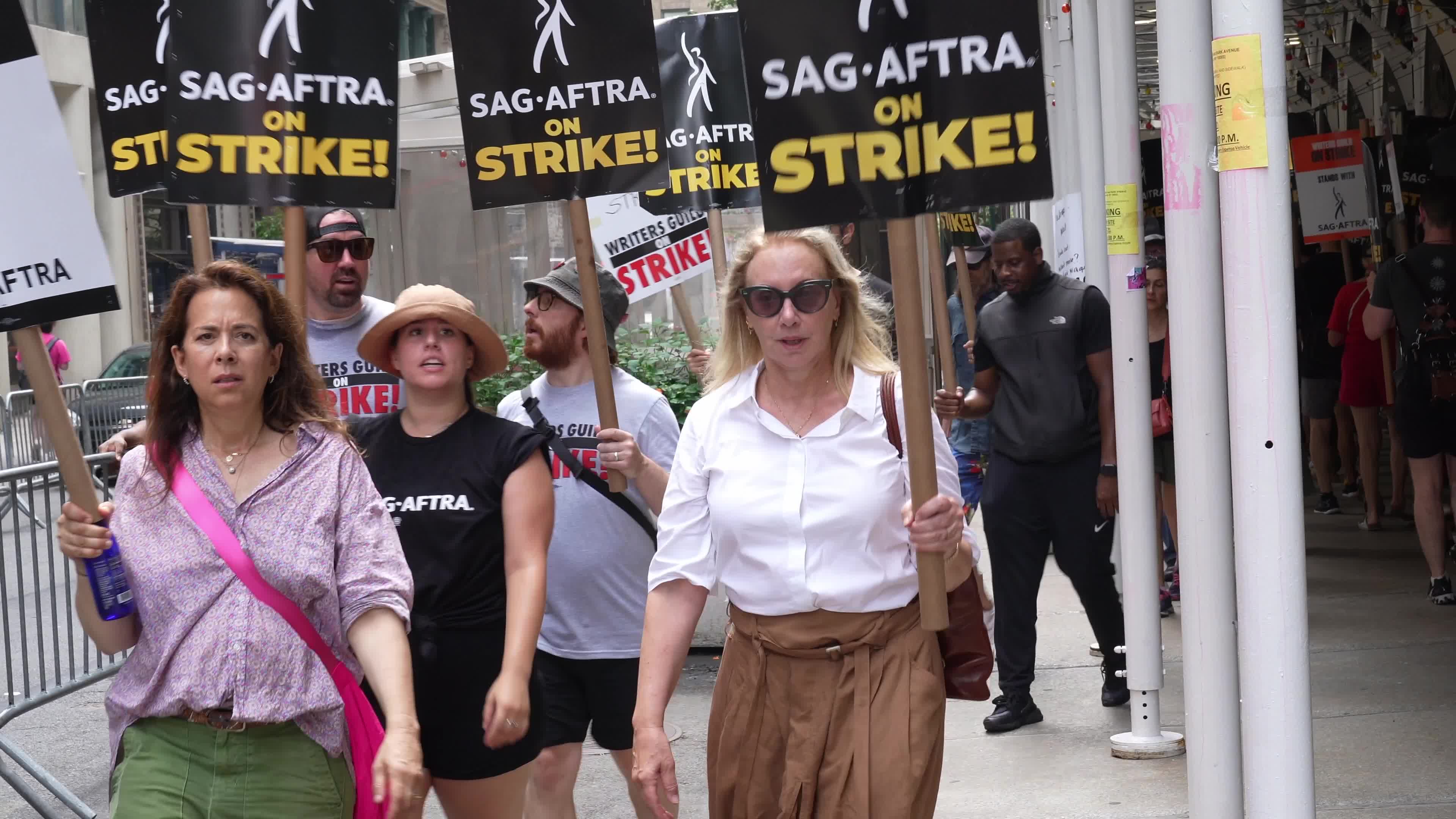 SAG-AFTRA Members Join The Picket Line In New York City