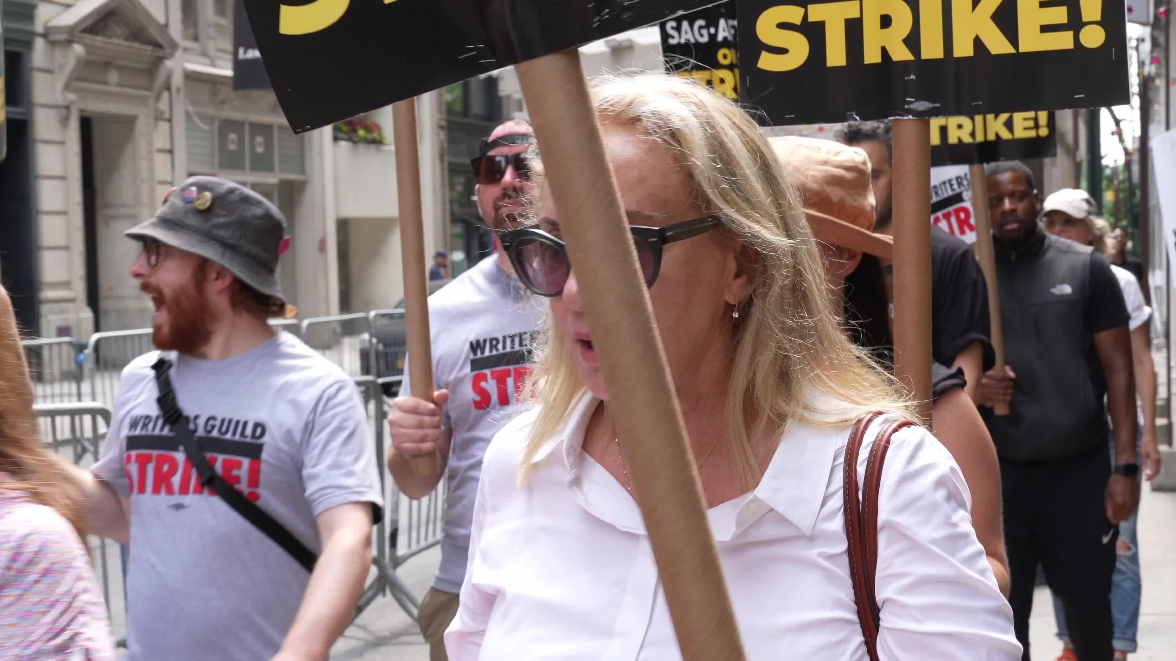 SAG-AFTRA Members Join The Picket Line In New York City