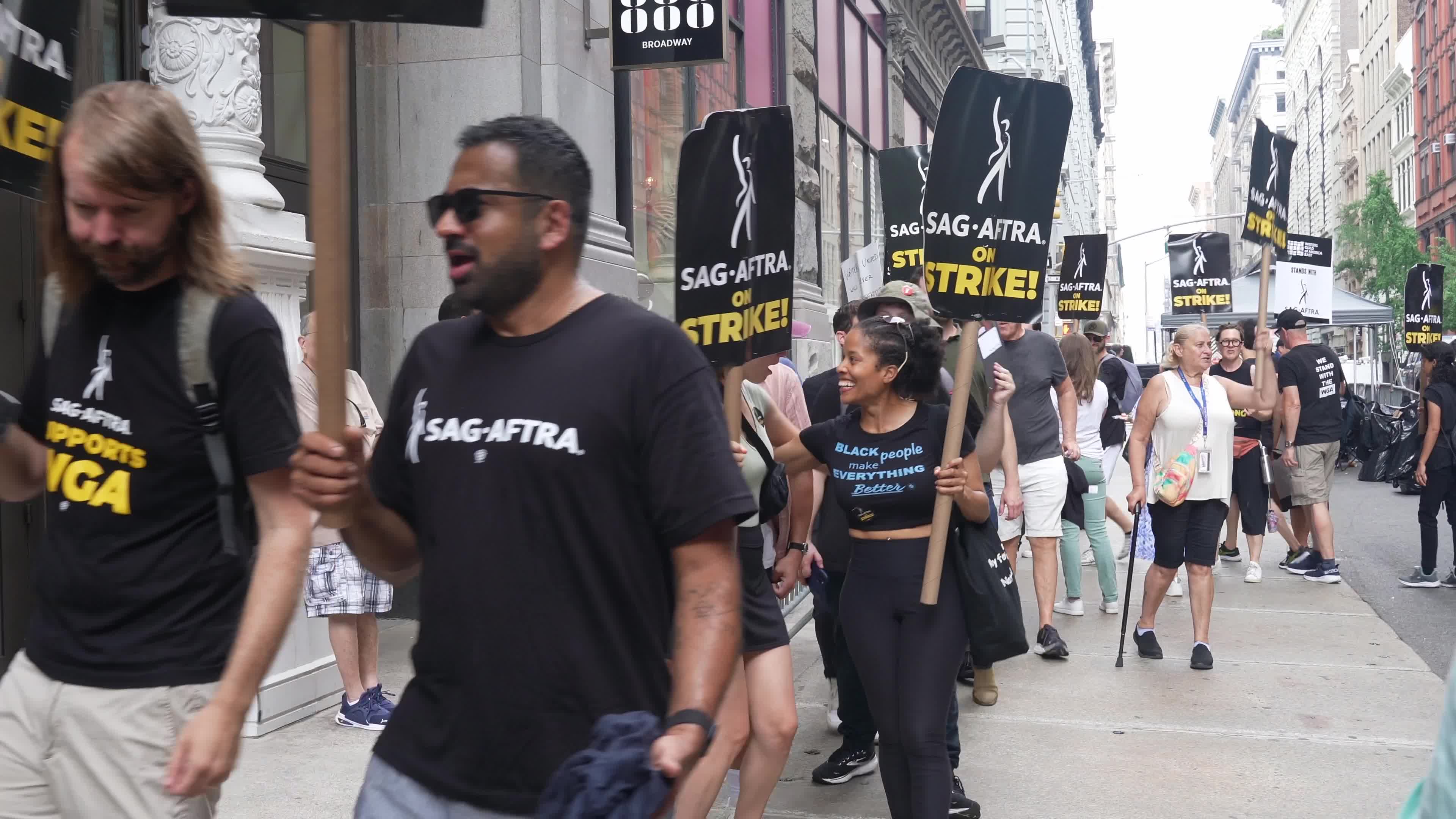 SAG-AFTRA Members Join The Picket Line In New York City