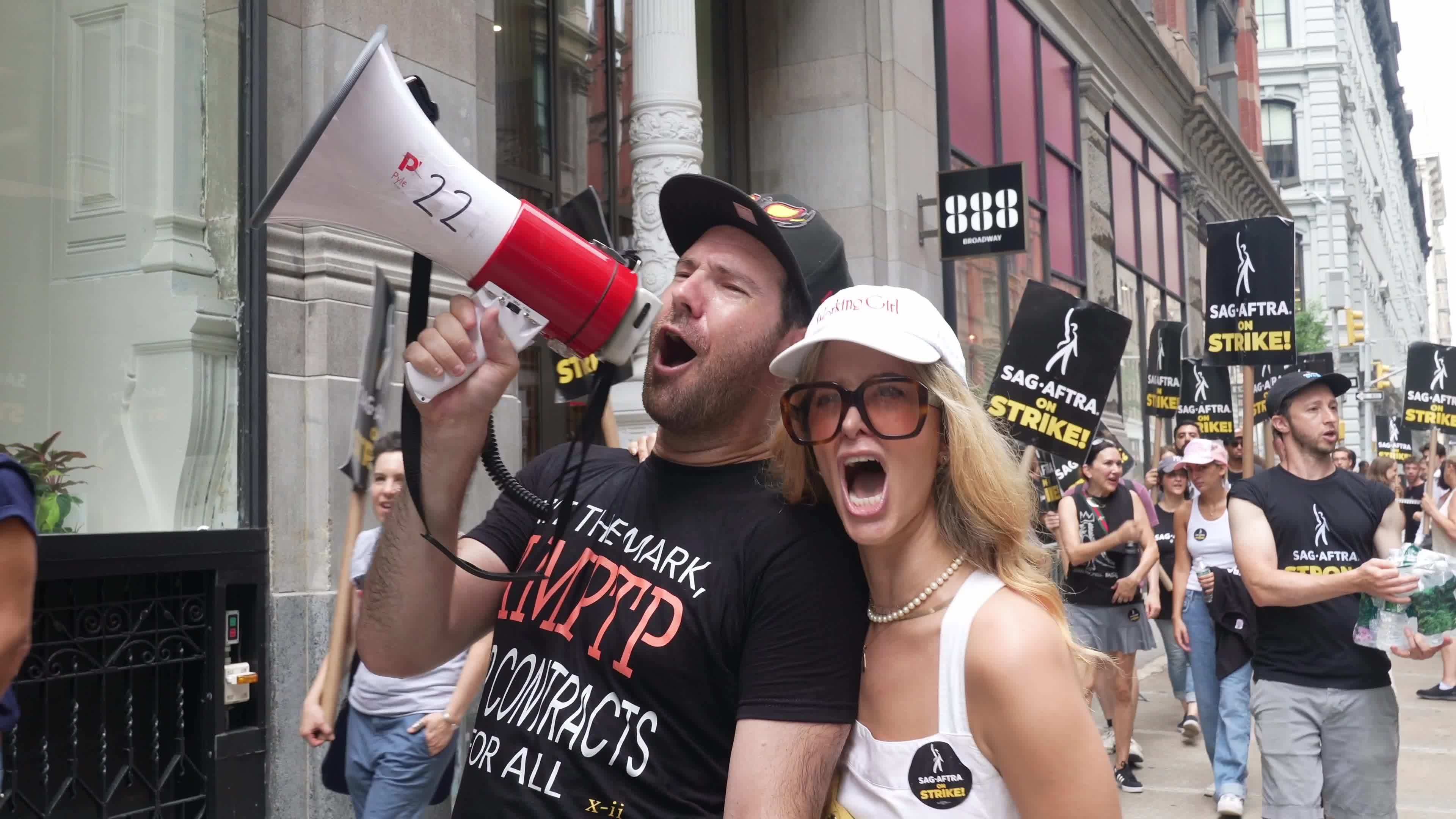 SAG-AFTRA Members Join The Picket Line In New York City