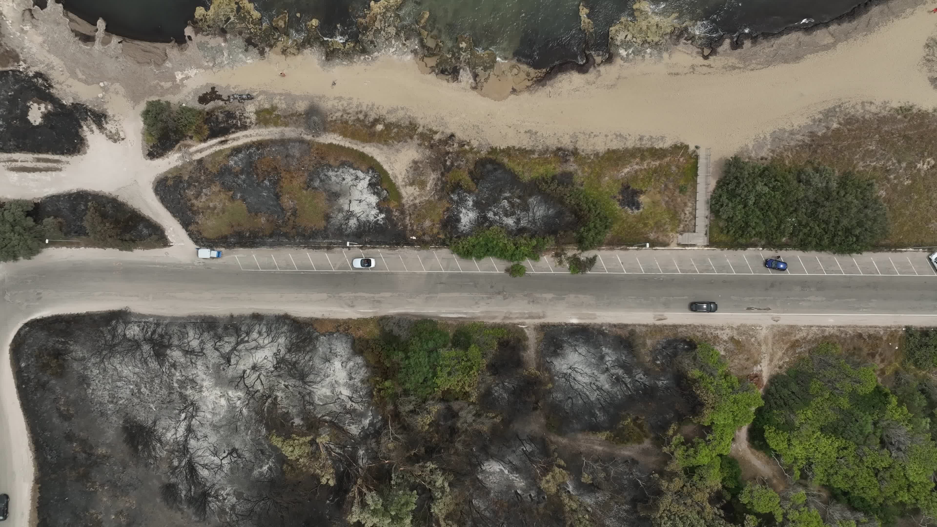 Drone View of Wildfire Aftermath in San Cataldo, Lecce