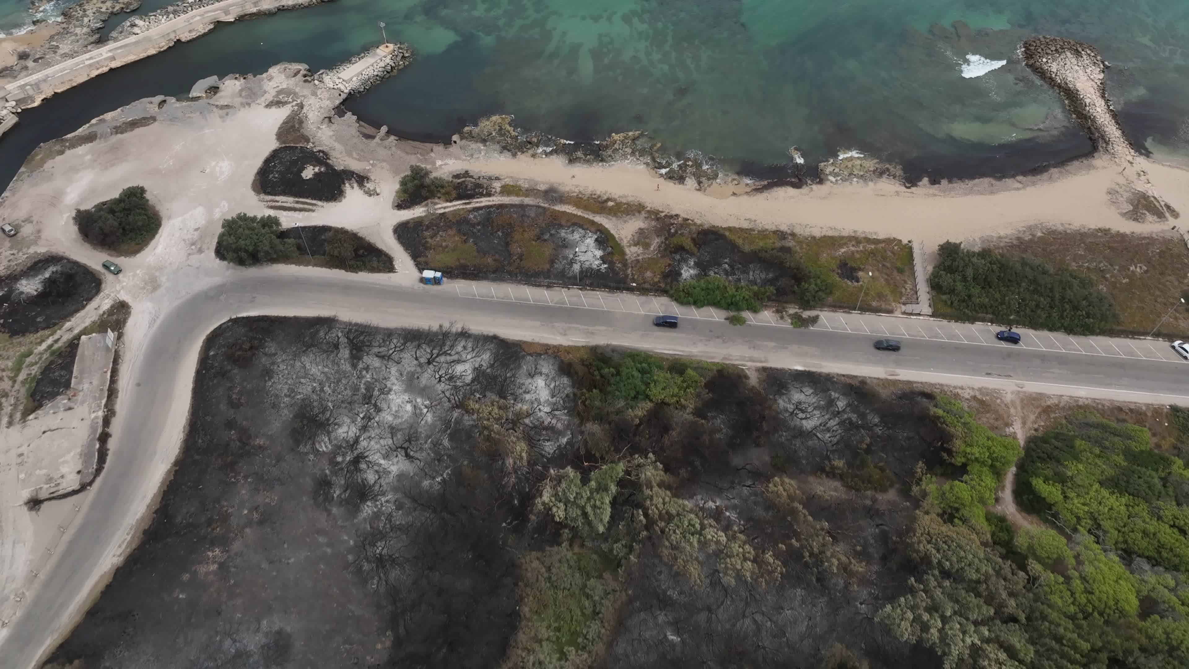 Drone View of Wildfire Aftermath in San Cataldo, Lecce