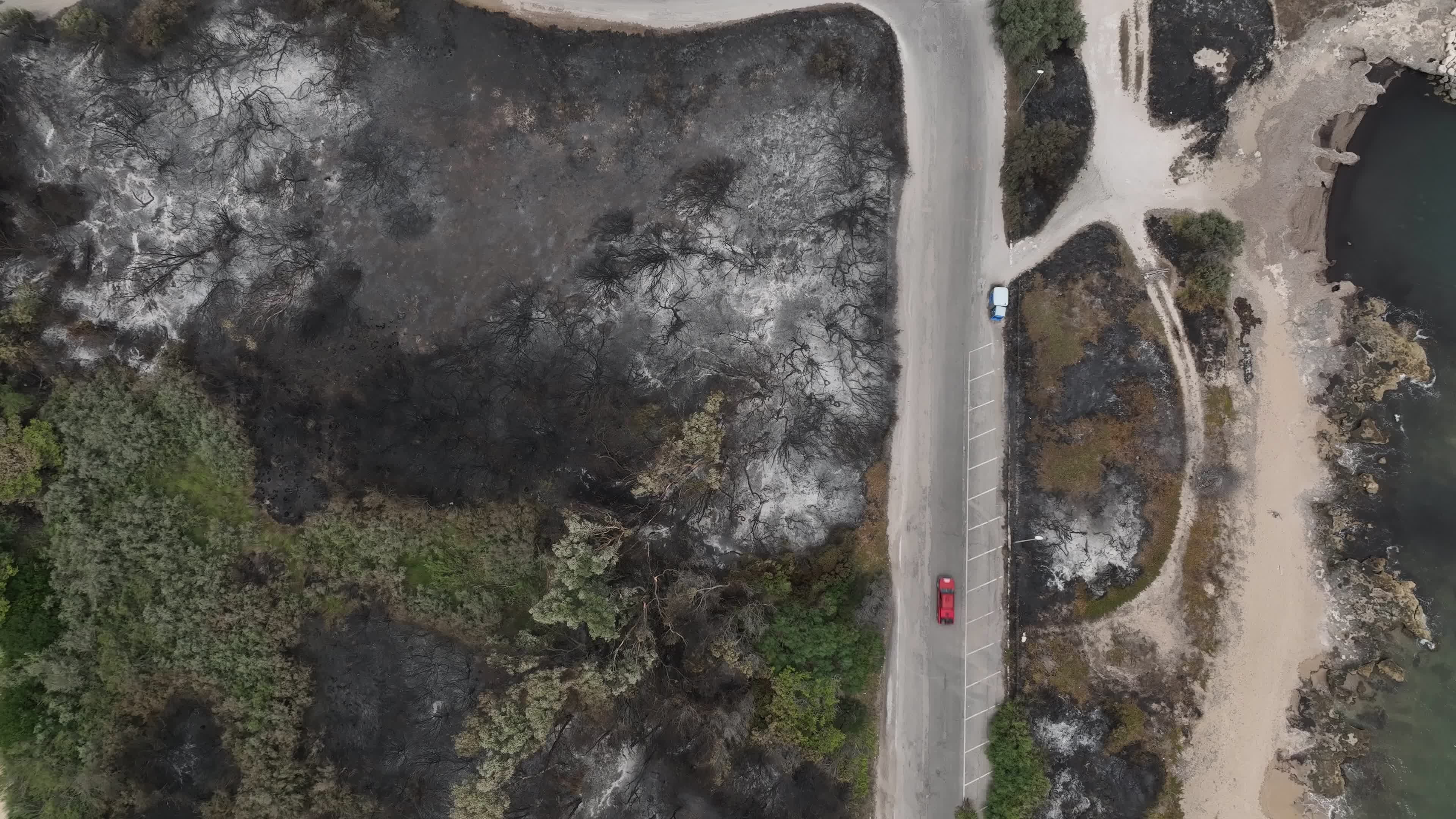Drone View of Wildfire Aftermath in San Cataldo, Lecce