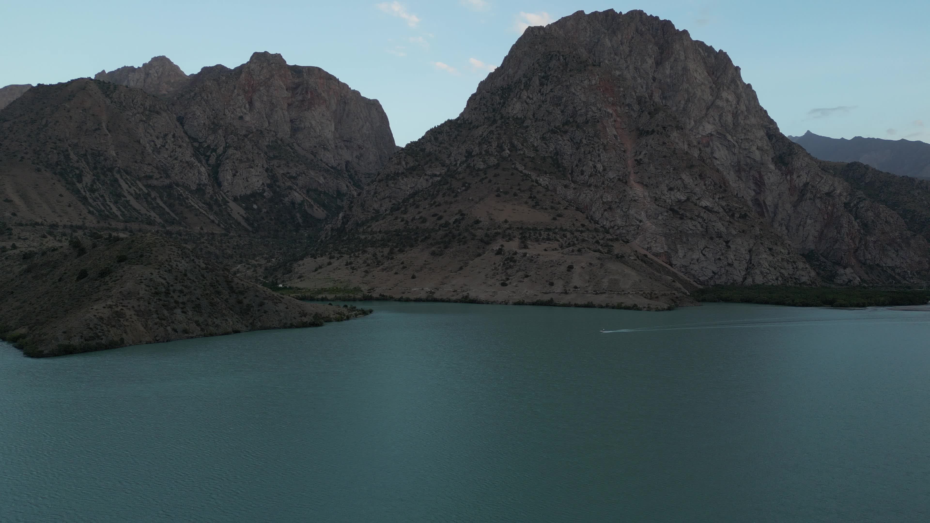 Drone video of the Tajikistan mountains and Iskanderkul Lake