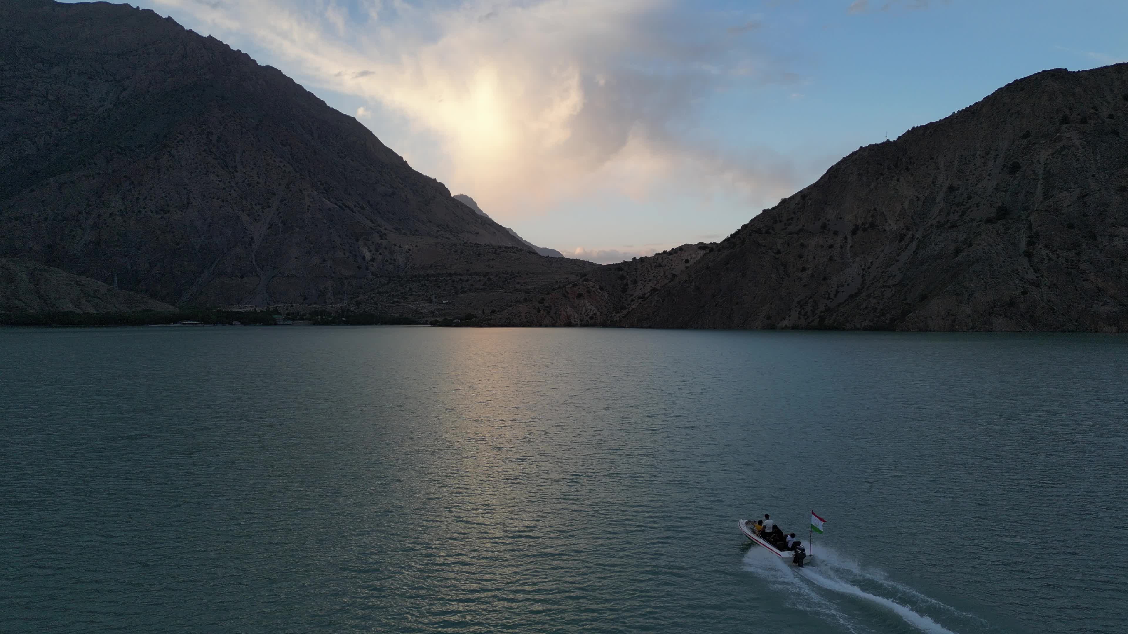 Drone video of the Tajikistan mountains and Iskanderkul Lake