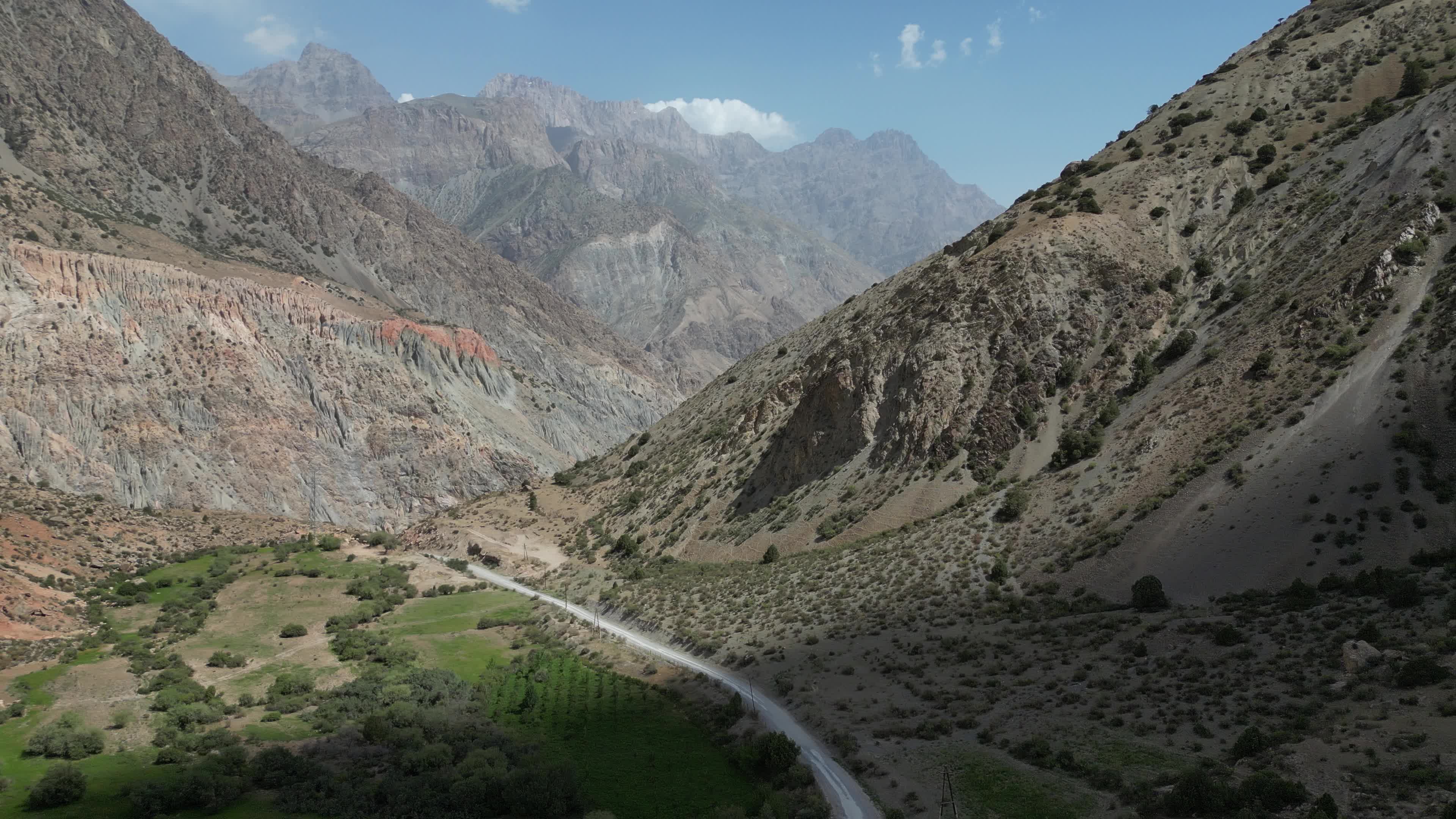 Drone video of the Tajikistan mountains and Iskanderkul Lake