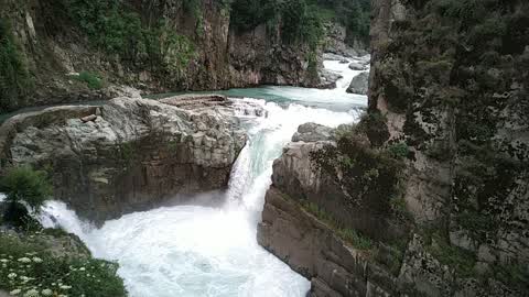 Slow Motion Of Aharbal Waterfall