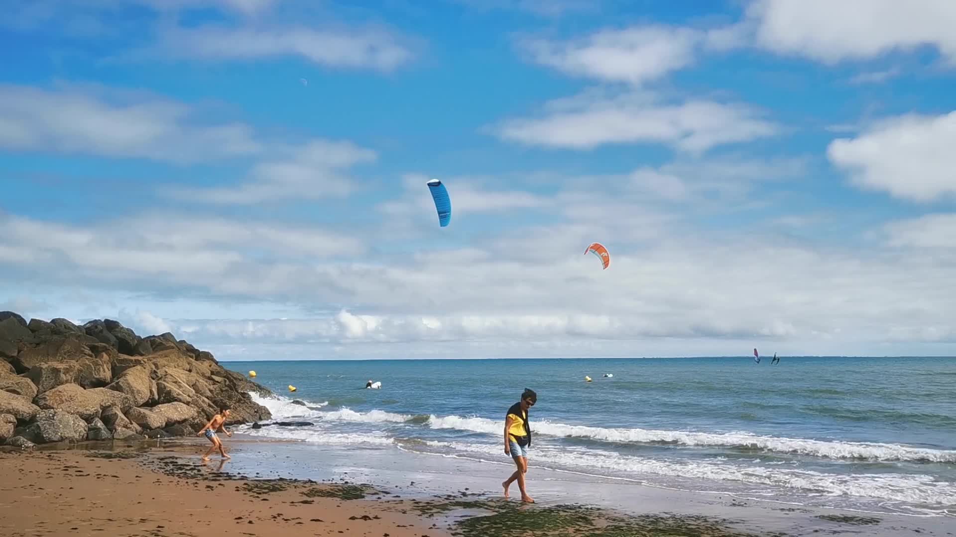 Tourists enjoying the beach in Vendée