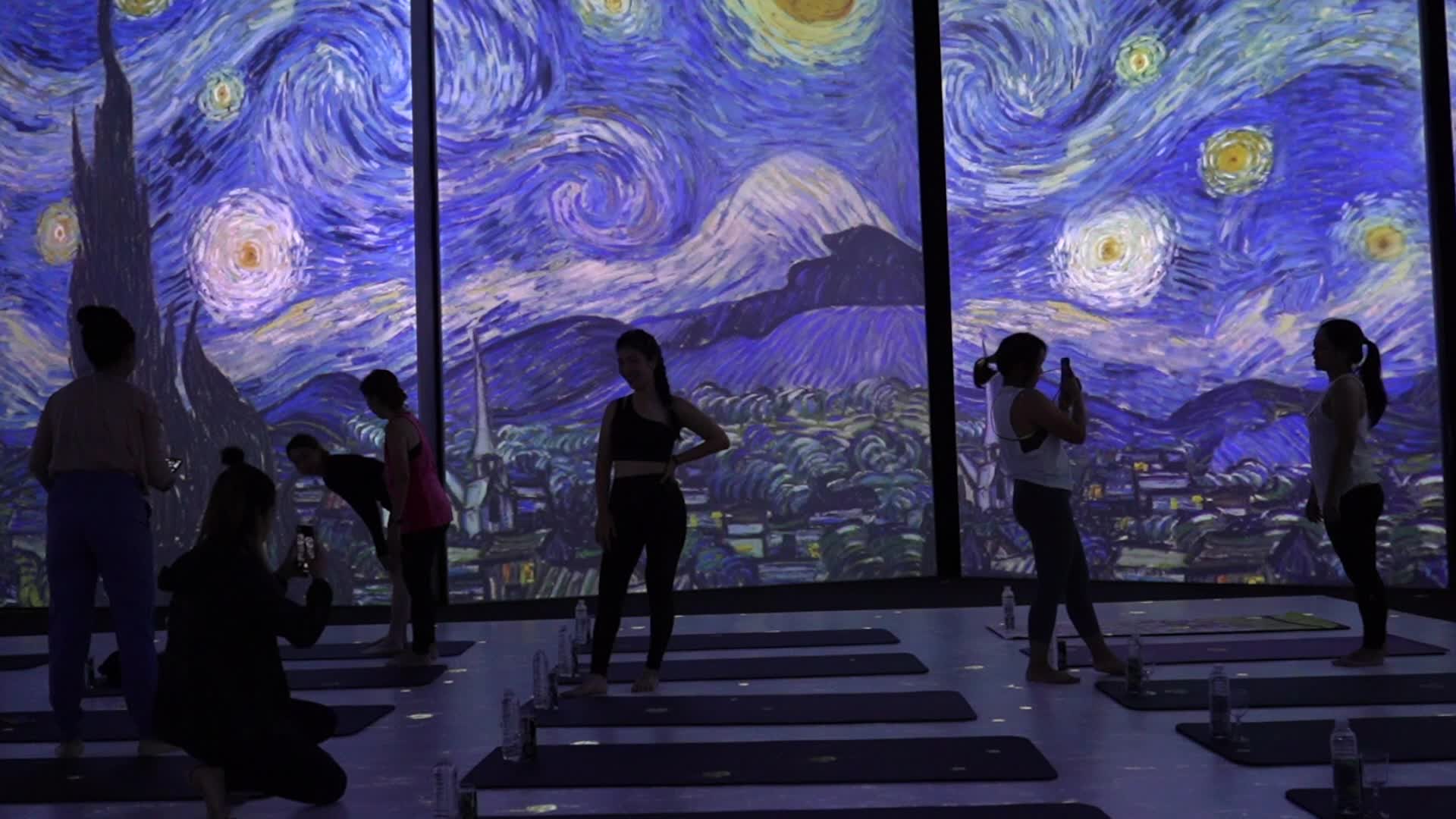 Brew Yoga at Van Gogh Alive in Bangkok.