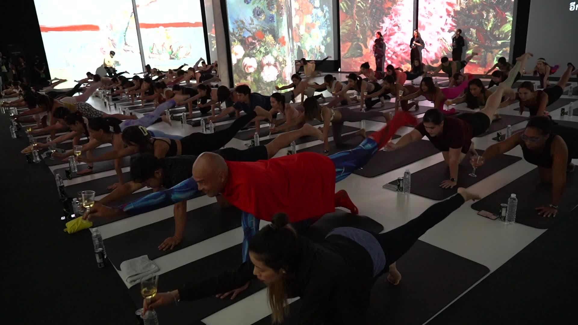 Brew Yoga at Van Gogh Alive in Bangkok.