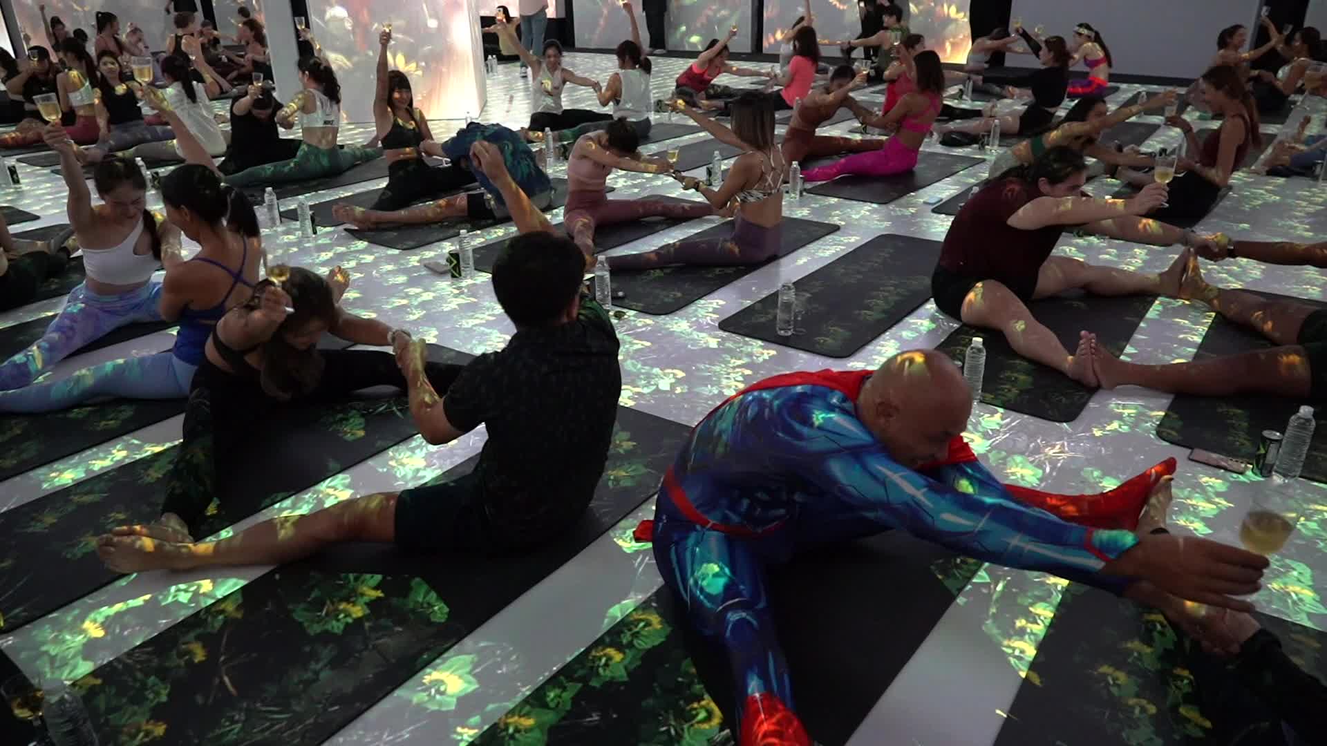 Brew Yoga at Van Gogh Alive in Bangkok.